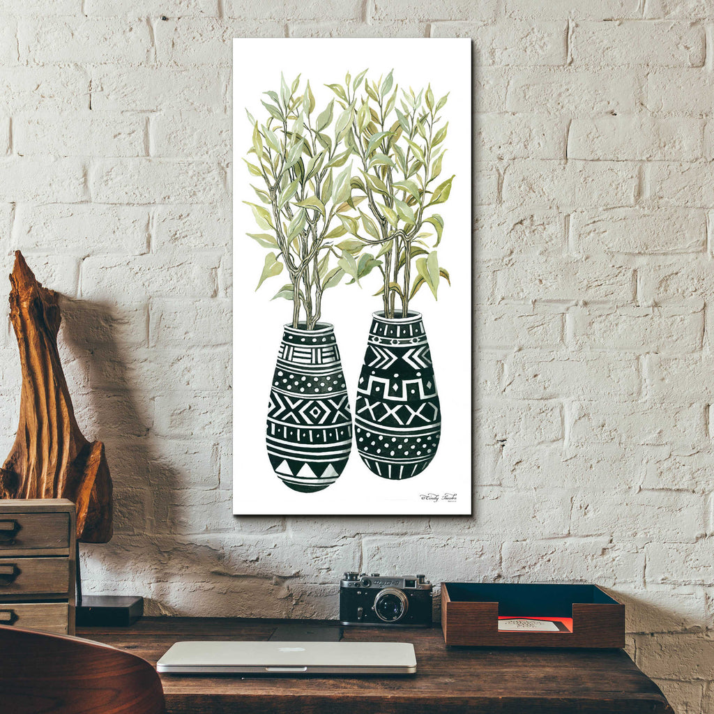 Epic Art 'Mud Cloth Vase I' by Cindy Jacobs, Acrylic Glass Wall Art,12x24