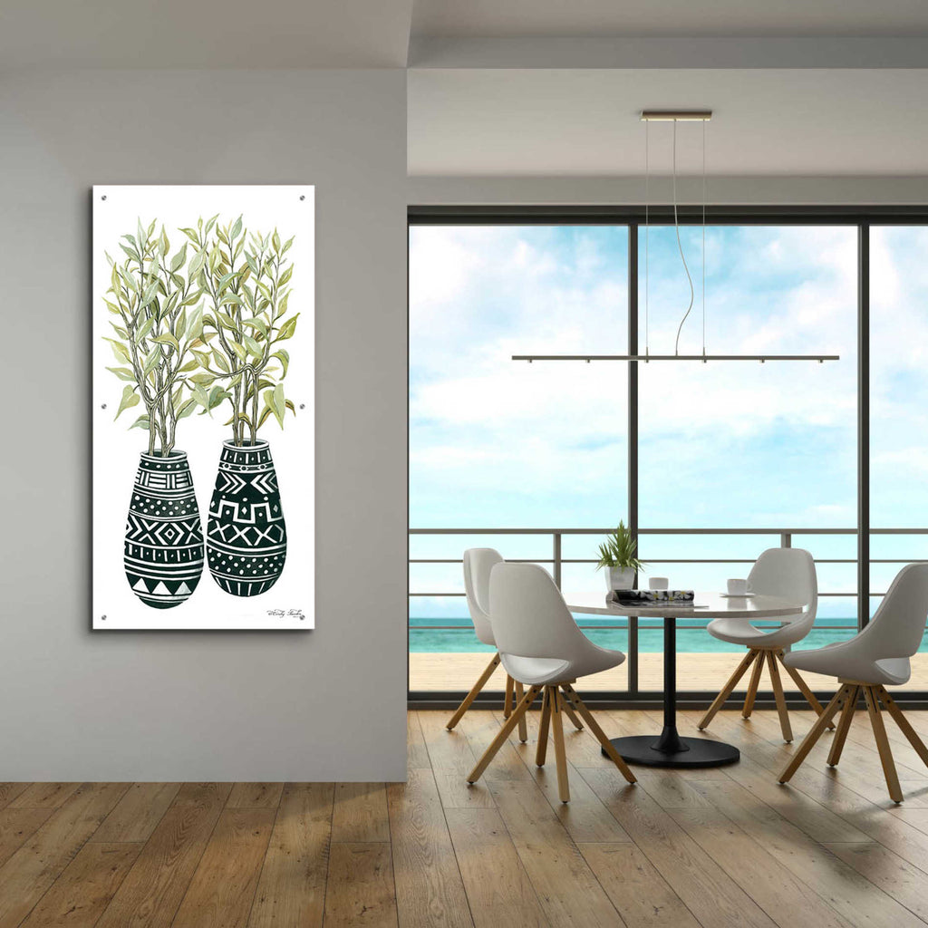 Epic Art 'Mud Cloth Vase I' by Cindy Jacobs, Acrylic Glass Wall Art,24x48