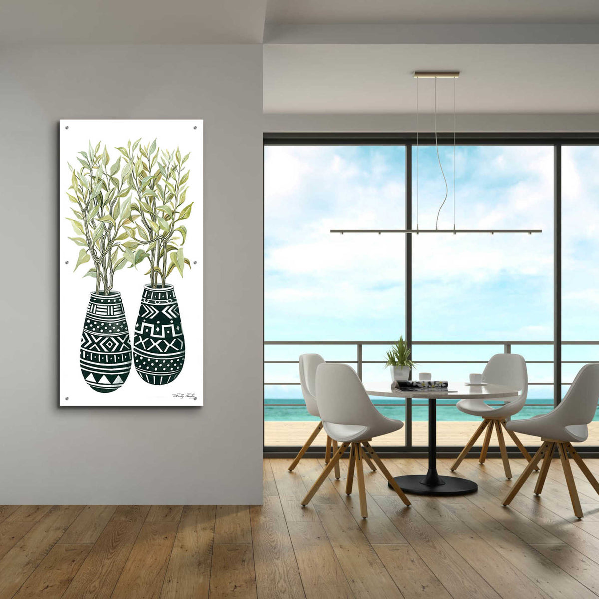 Epic Art 'Mud Cloth Vase I' by Cindy Jacobs, Acrylic Glass Wall Art,24x48