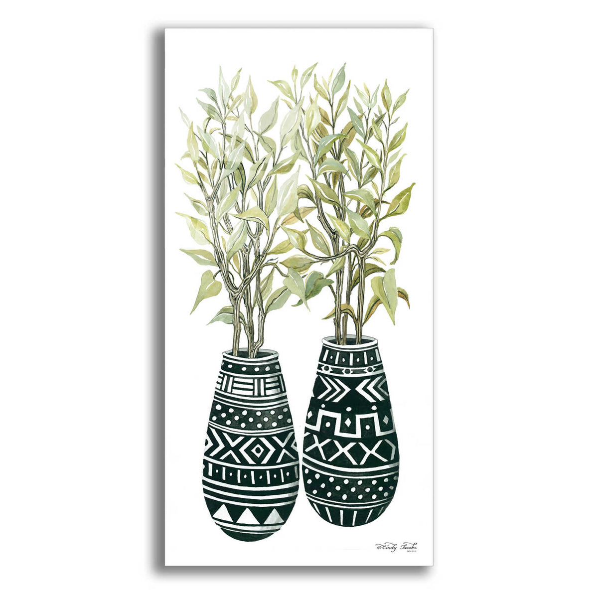 Epic Art 'Mud Cloth Vase I' by Cindy Jacobs, Acrylic Glass Wall Art,2-1
