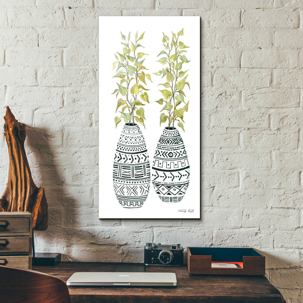 Epic Art 'Mud Cloth Vase II' by Cindy Jacobs, Acrylic Glass Wall Art,12x24