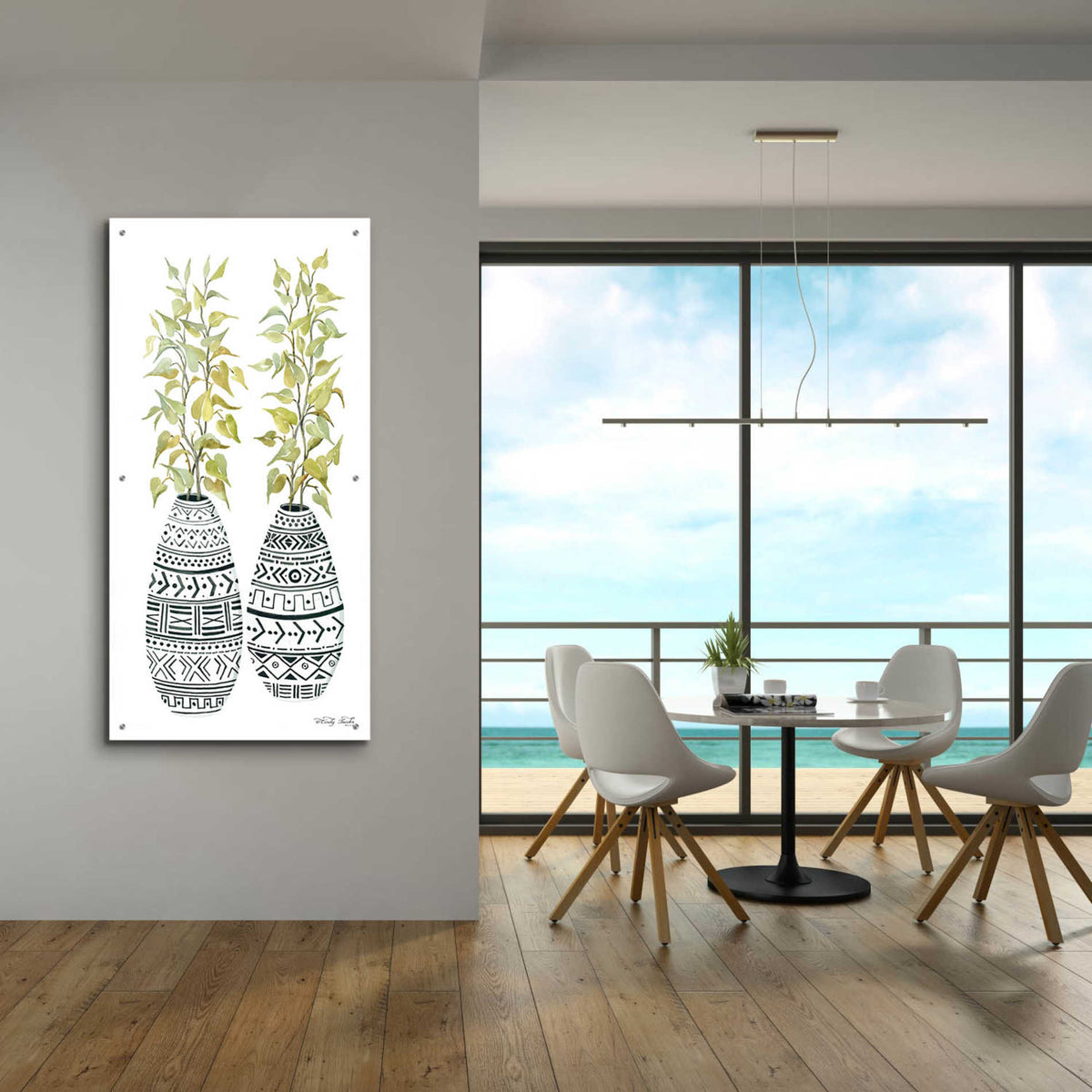 Epic Art 'Mud Cloth Vase II' by Cindy Jacobs, Acrylic Glass Wall Art,24x48
