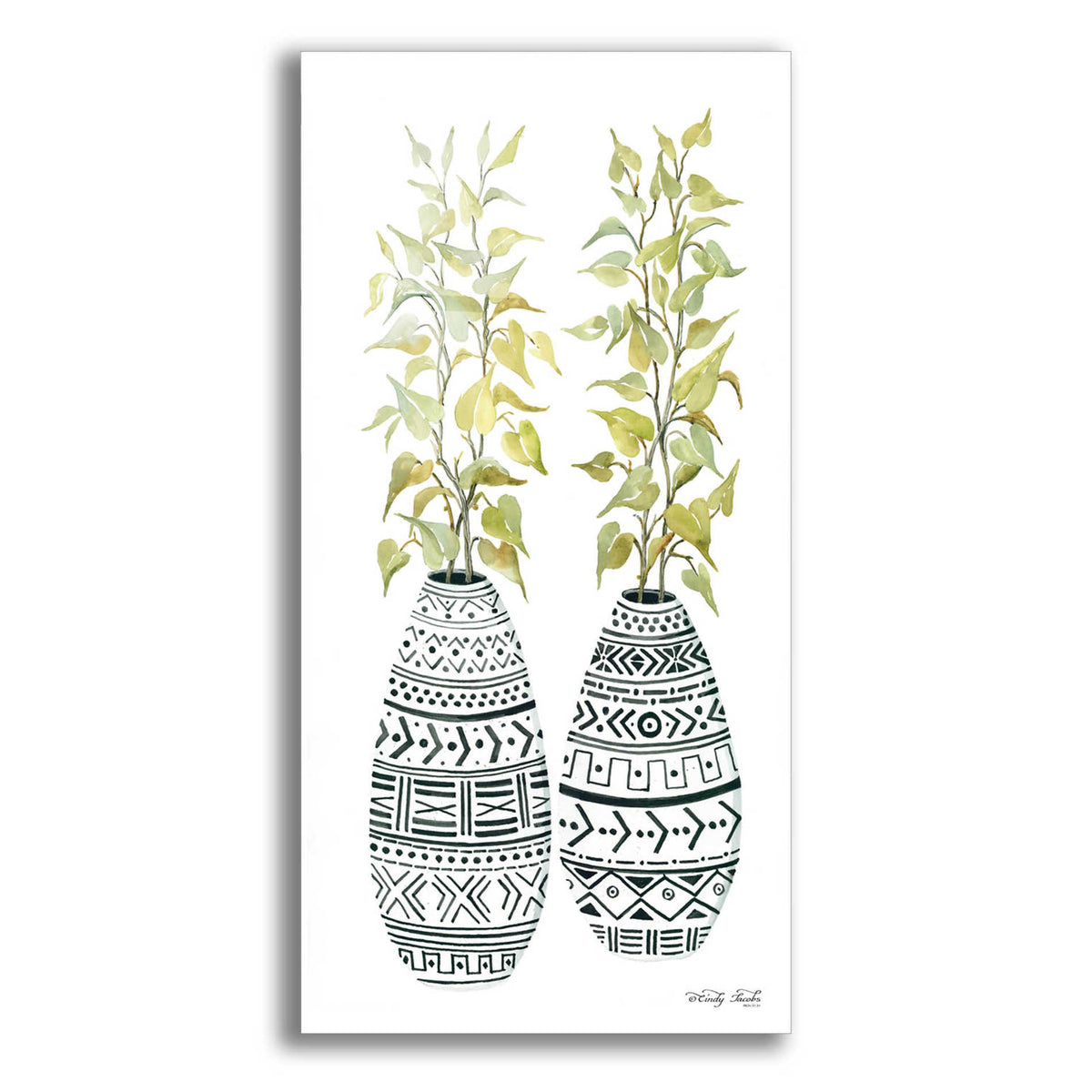 Epic Art 'Mud Cloth Vase II' by Cindy Jacobs, Acrylic Glass Wall Art,2-1