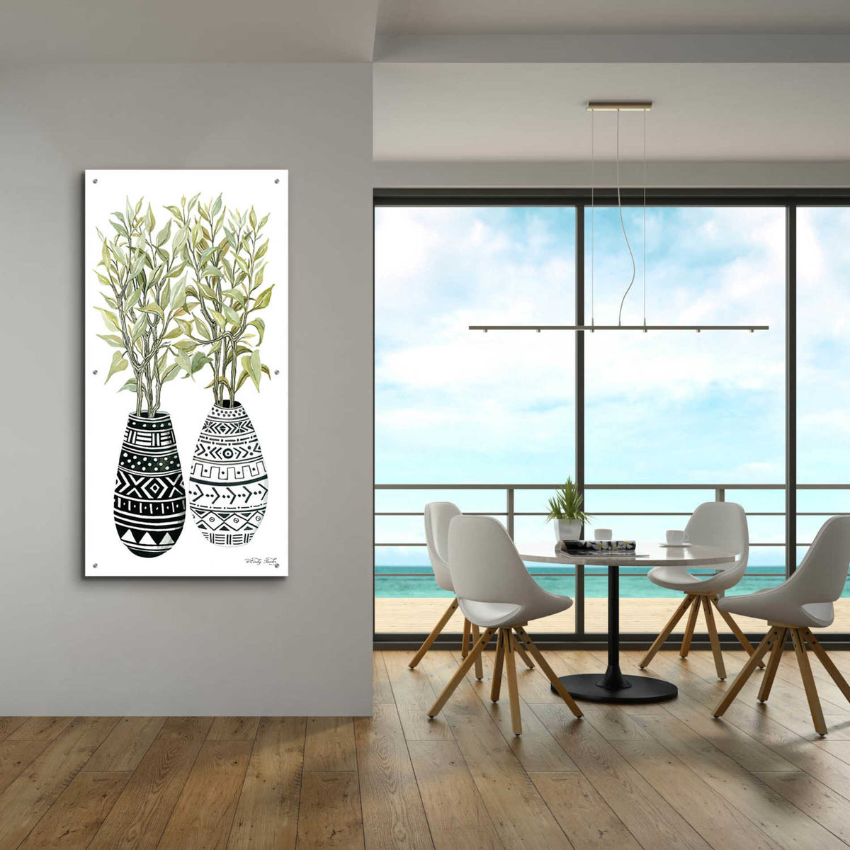 Epic Art 'Mud Cloth Vase III' by Cindy Jacobs, Acrylic Glass Wall Art,24x48
