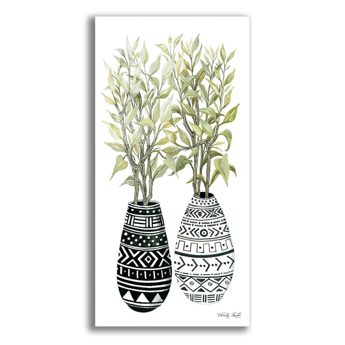 Epic Art 'Mud Cloth Vase III' by Cindy Jacobs, Acrylic Glass Wall Art,2-1