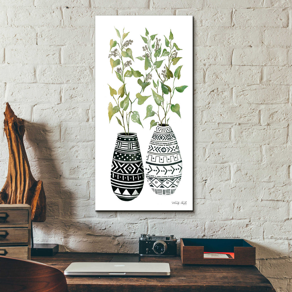 Epic Art 'Mud Cloth Vase IV' by Cindy Jacobs, Acrylic Glass Wall Art,12x24