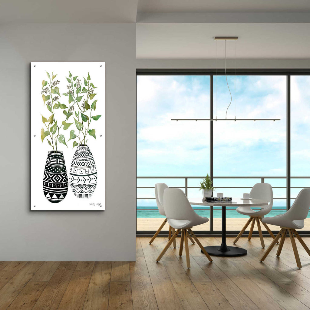 Epic Art 'Mud Cloth Vase IV' by Cindy Jacobs, Acrylic Glass Wall Art,24x48