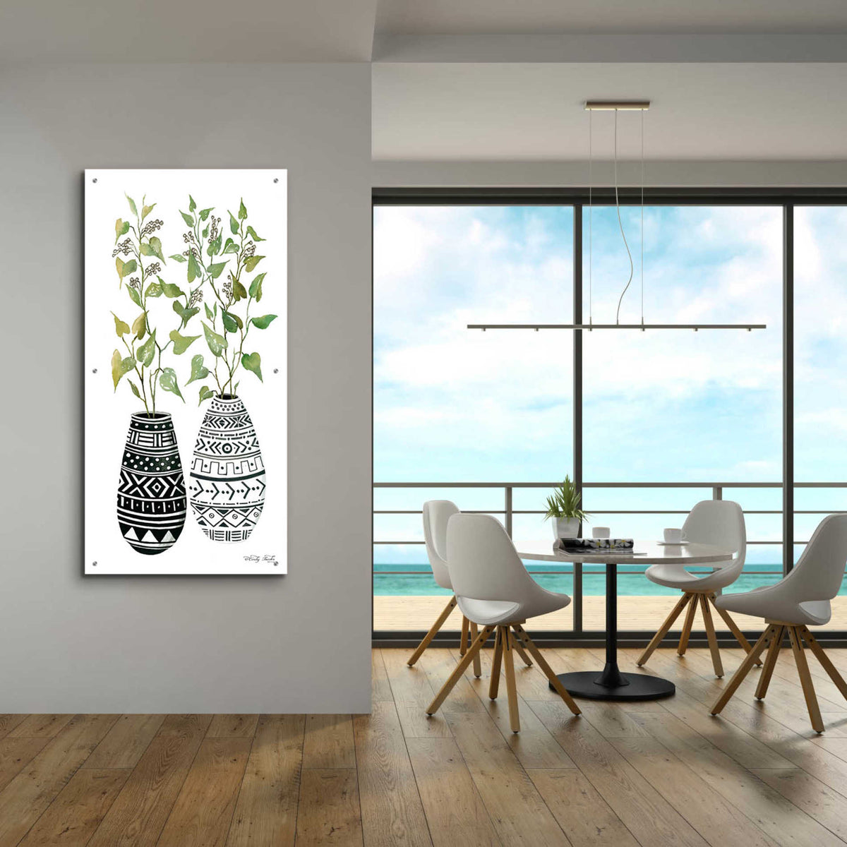 Epic Art 'Mud Cloth Vase IV' by Cindy Jacobs, Acrylic Glass Wall Art,24x48