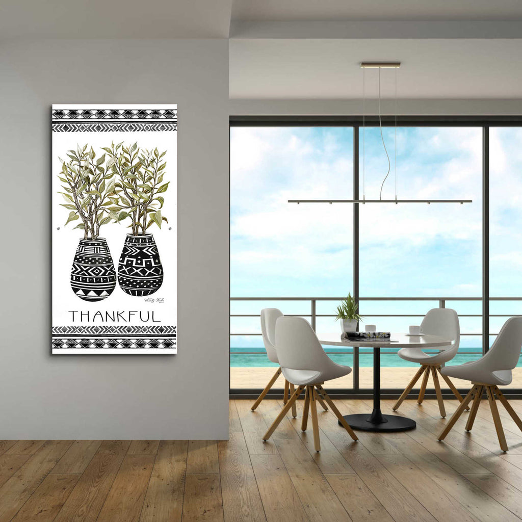Epic Art 'Thankful Mud Cloth Vase' by Cindy Jacobs, Acrylic Glass Wall Art,24x48