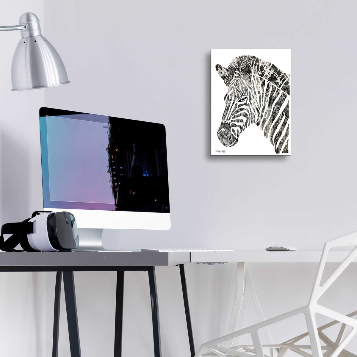 Epic Art 'Bright Zebra' by Cindy Jacobs, Acrylic Glass Wall Art,12x16