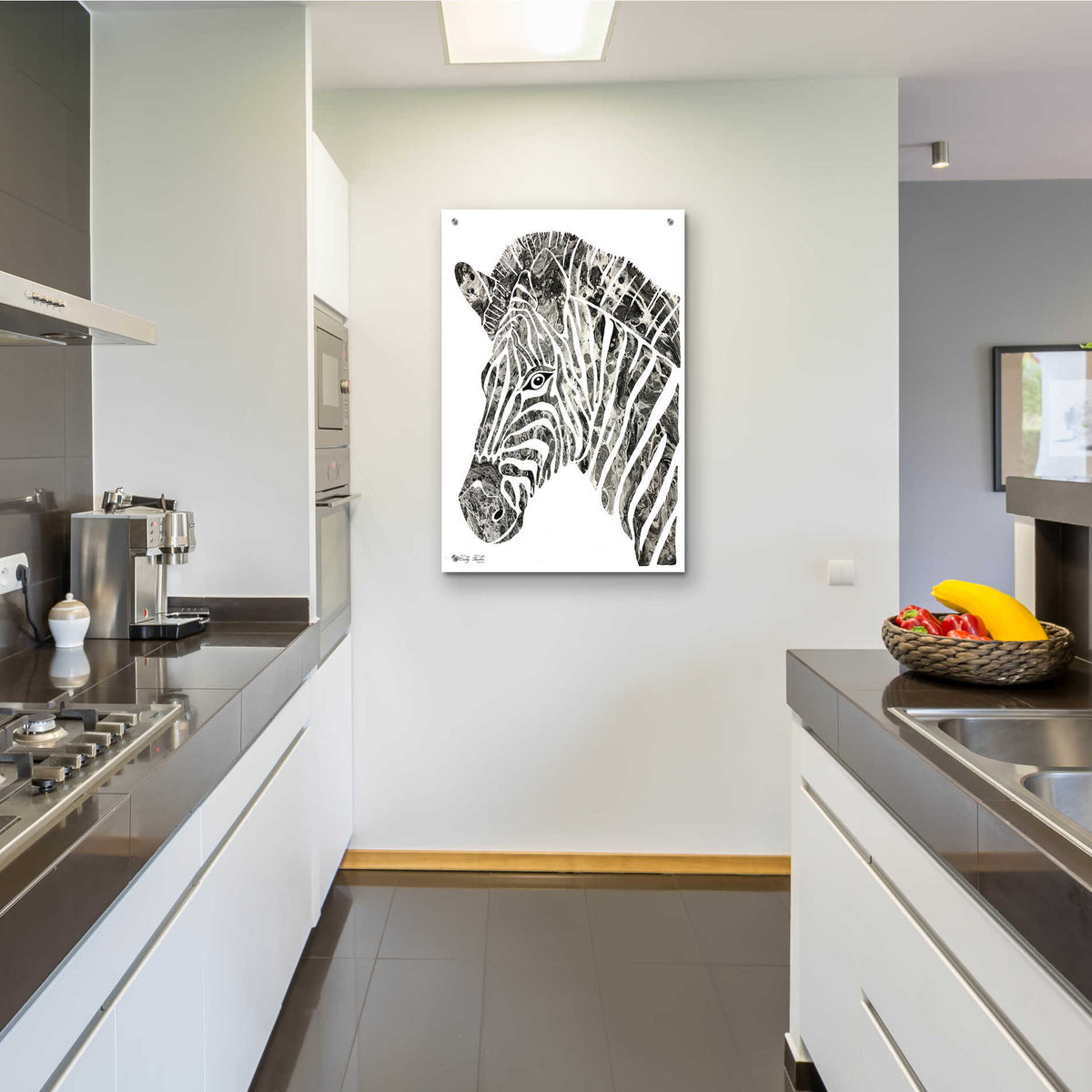 Epic Art 'Bright Zebra' by Cindy Jacobs, Acrylic Glass Wall Art,24x36