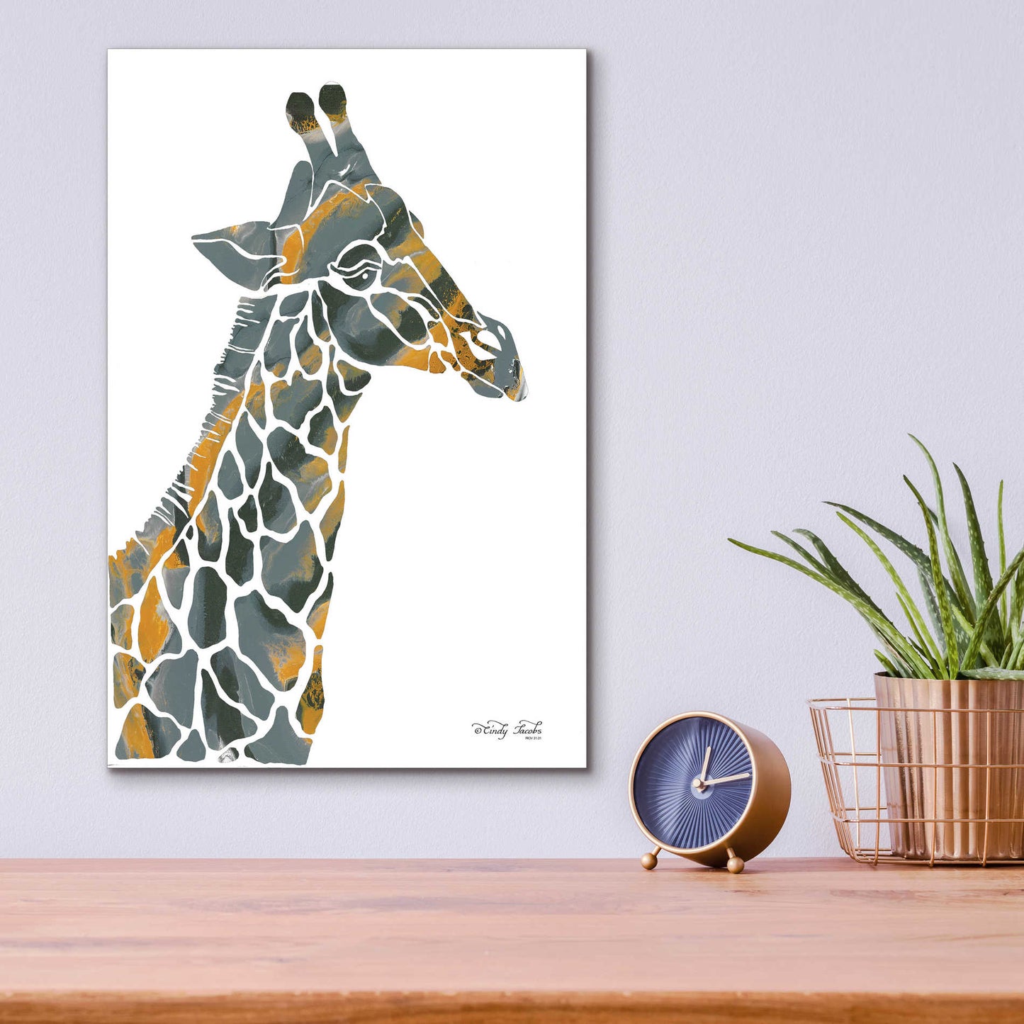 Epic Art 'Bright Giraffe I' by Cindy Jacobs, Acrylic Glass Wall Art,12x16