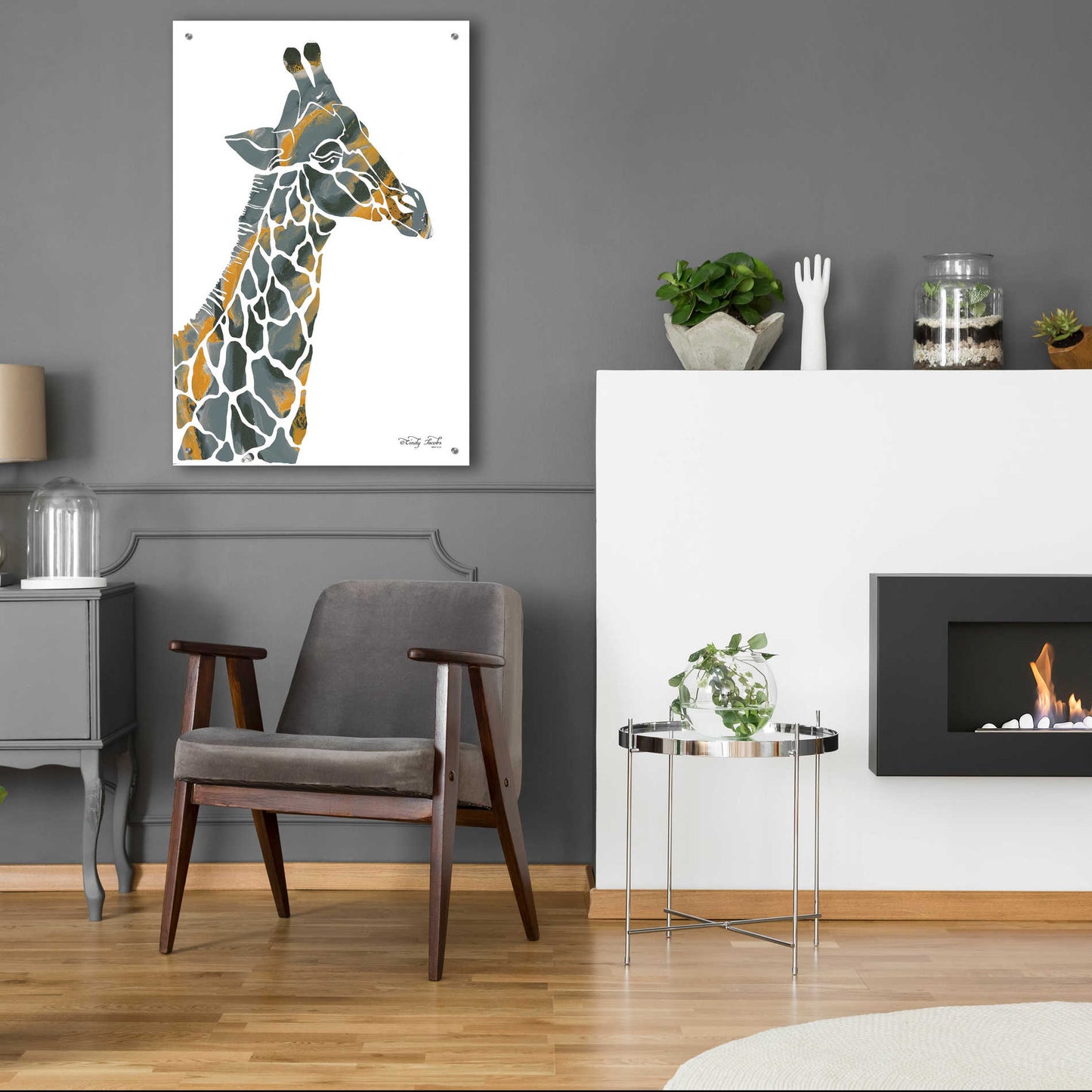 Epic Art 'Bright Giraffe I' by Cindy Jacobs, Acrylic Glass Wall Art,24x36