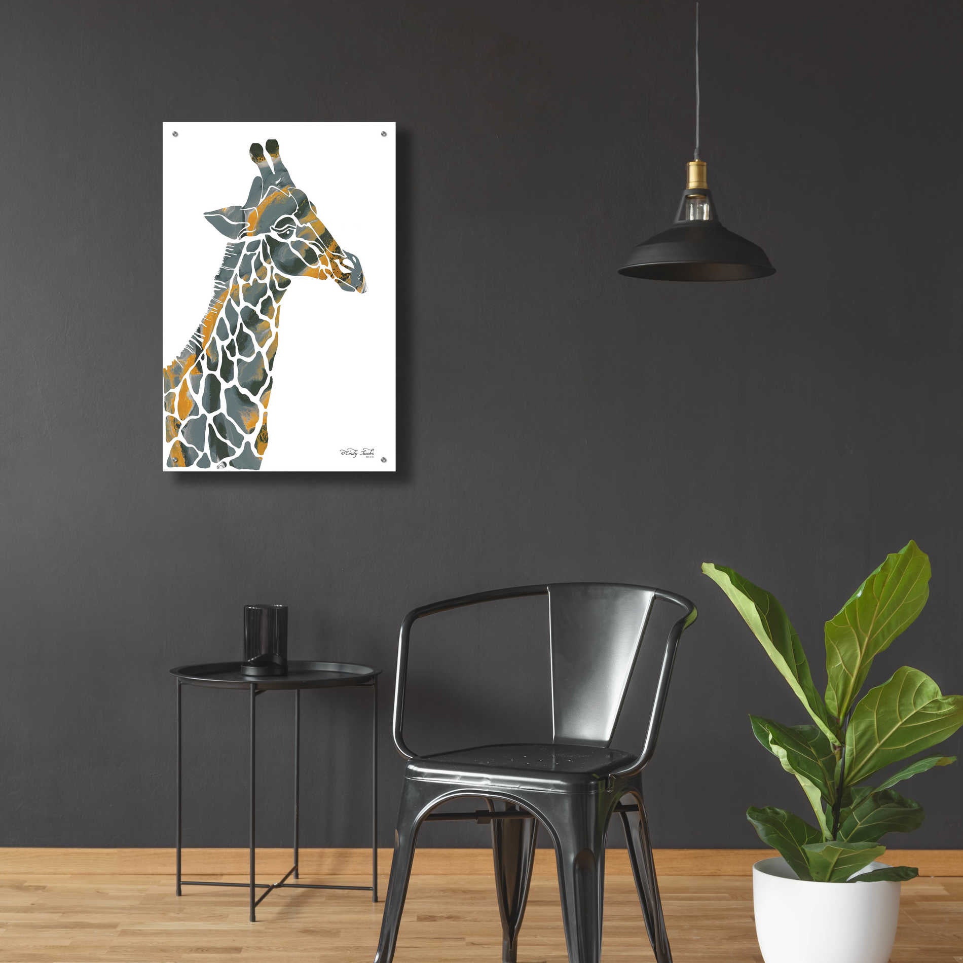 Epic Art 'Bright Giraffe I' by Cindy Jacobs, Acrylic Glass Wall Art,24x36