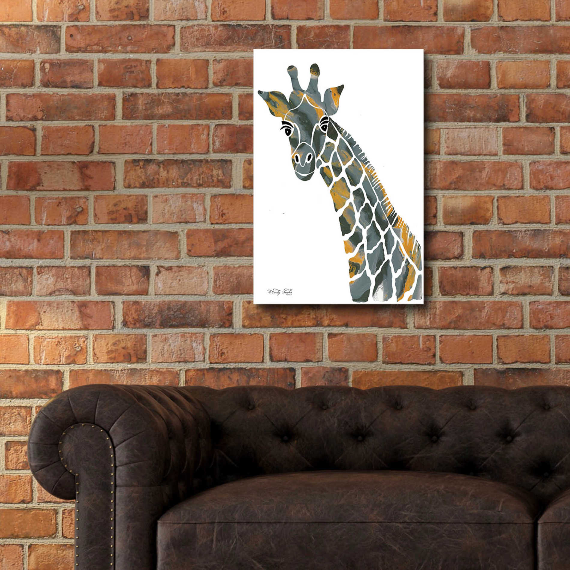 Epic Art 'Bright Giraffe II' by Cindy Jacobs, Acrylic Glass Wall Art,16x24