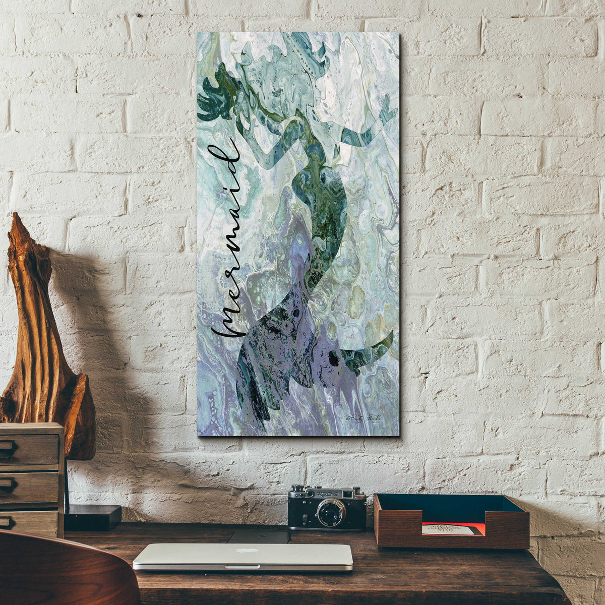 Epic Art 'Mermaid' by Cindy Jacobs, Acrylic Glass Wall Art,12x24