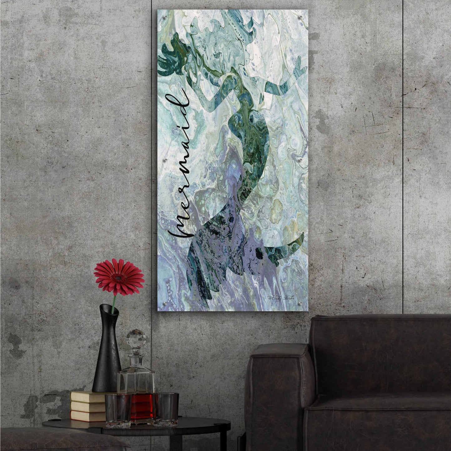 Epic Art 'Mermaid' by Cindy Jacobs, Acrylic Glass Wall Art,24x48