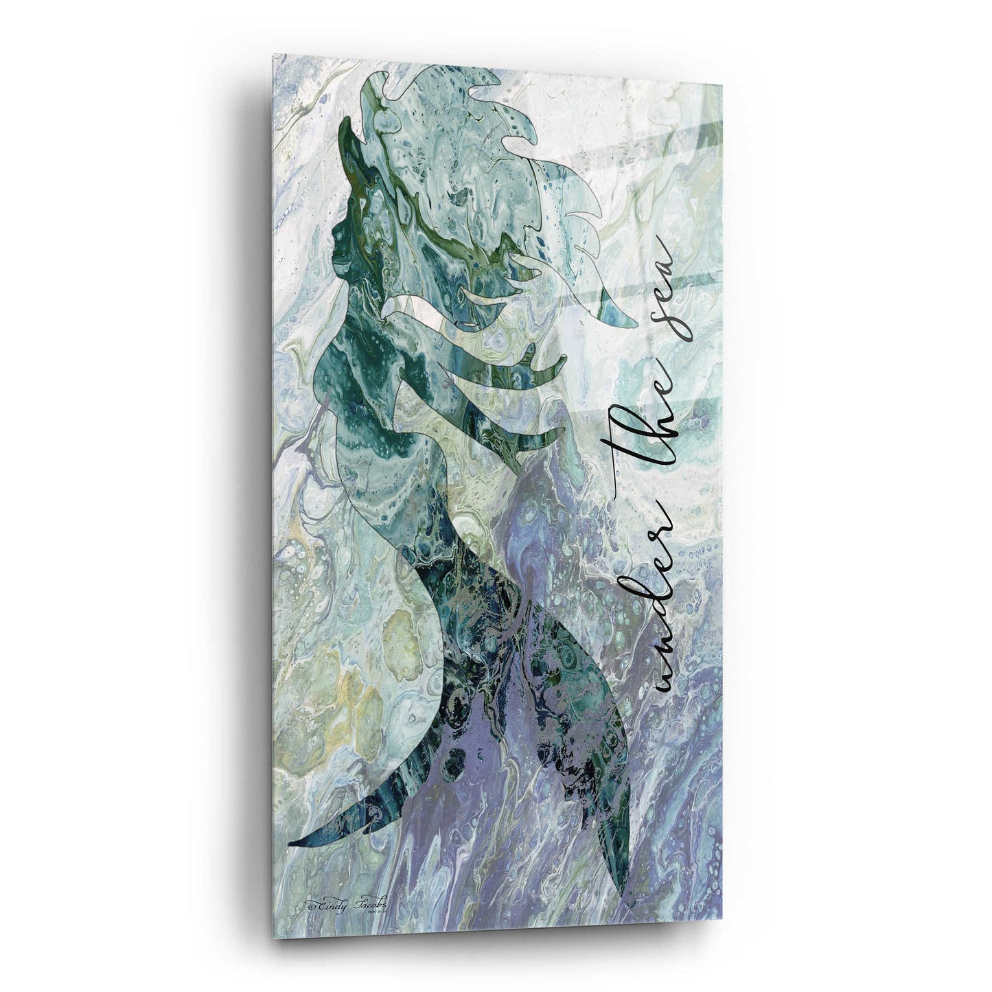 Epic Art 'Mermaid Under the Sea' by Cindy Jacobs, Acrylic Glass Wall Art,12x24