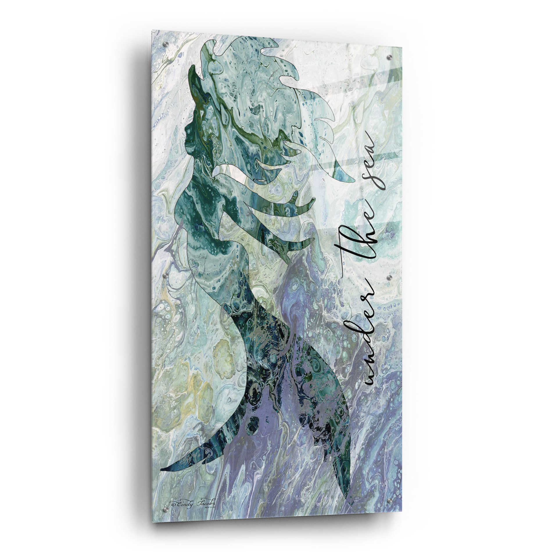 Epic Art 'Mermaid Under the Sea' by Cindy Jacobs, Acrylic Glass Wall Art,24x48