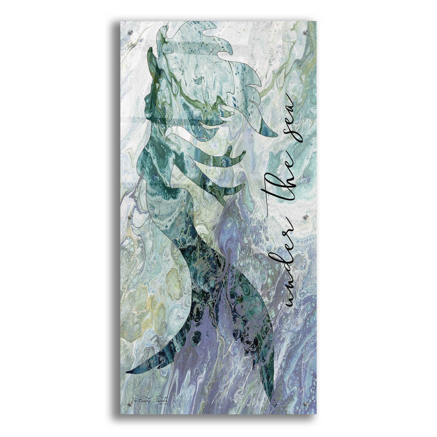 Epic Art 'Mermaid Under the Sea' by Cindy Jacobs, Acrylic Glass Wall Art,24x48