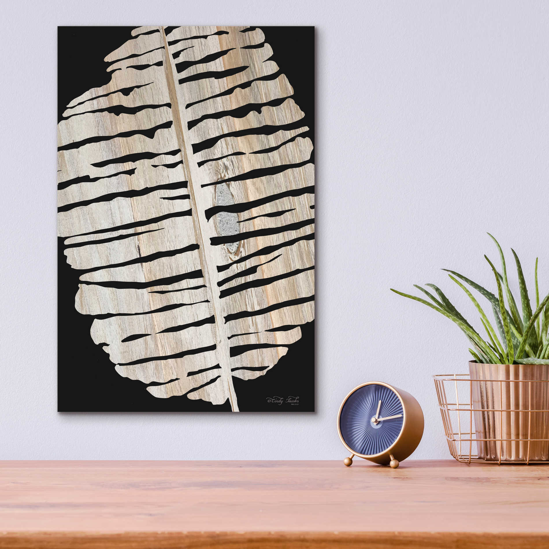 Epic Art 'Palm Frond Wood Grain II' by Cindy Jacobs, Acrylic Glass Wall Art,12x16