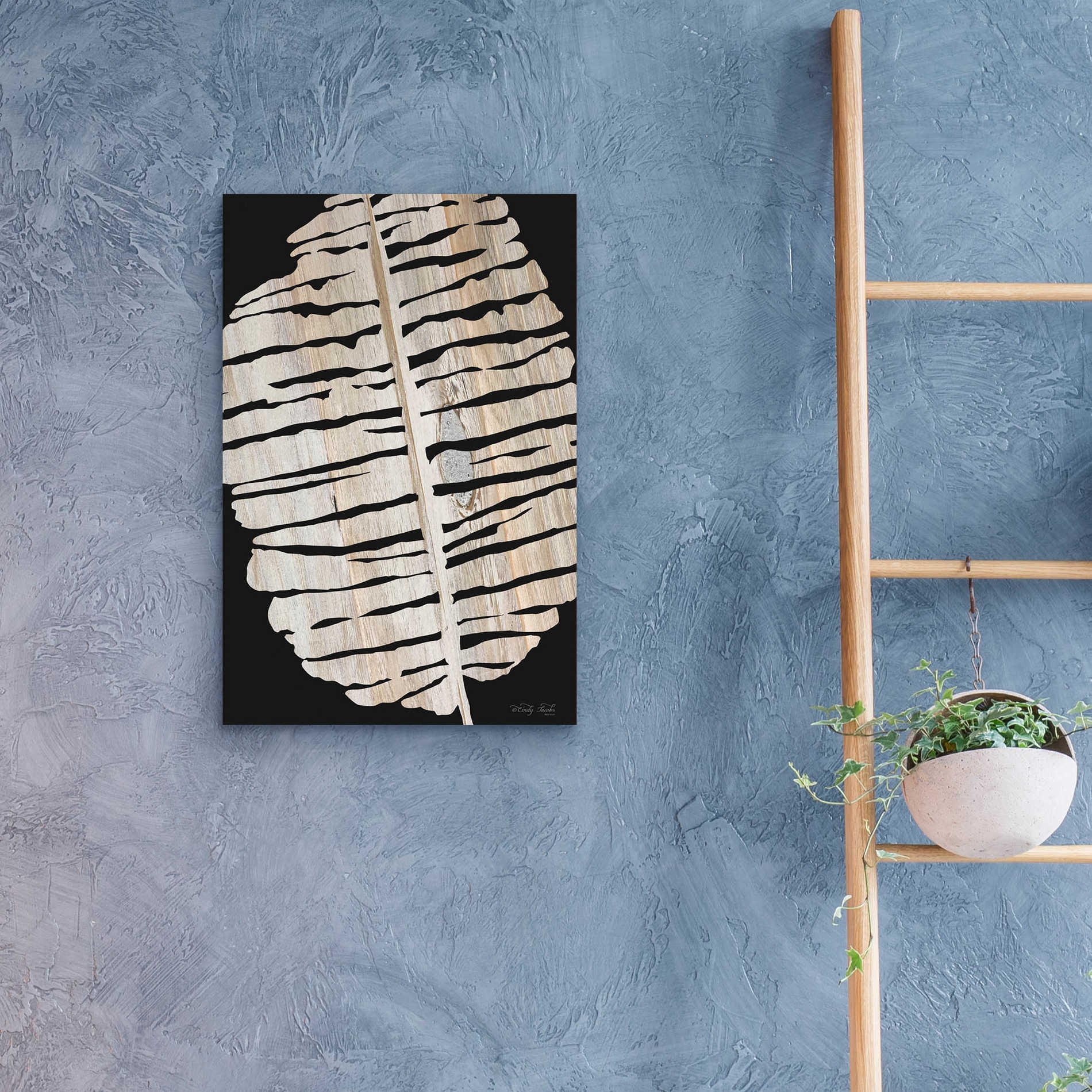 Epic Art 'Palm Frond Wood Grain II' by Cindy Jacobs, Acrylic Glass Wall Art,16x24