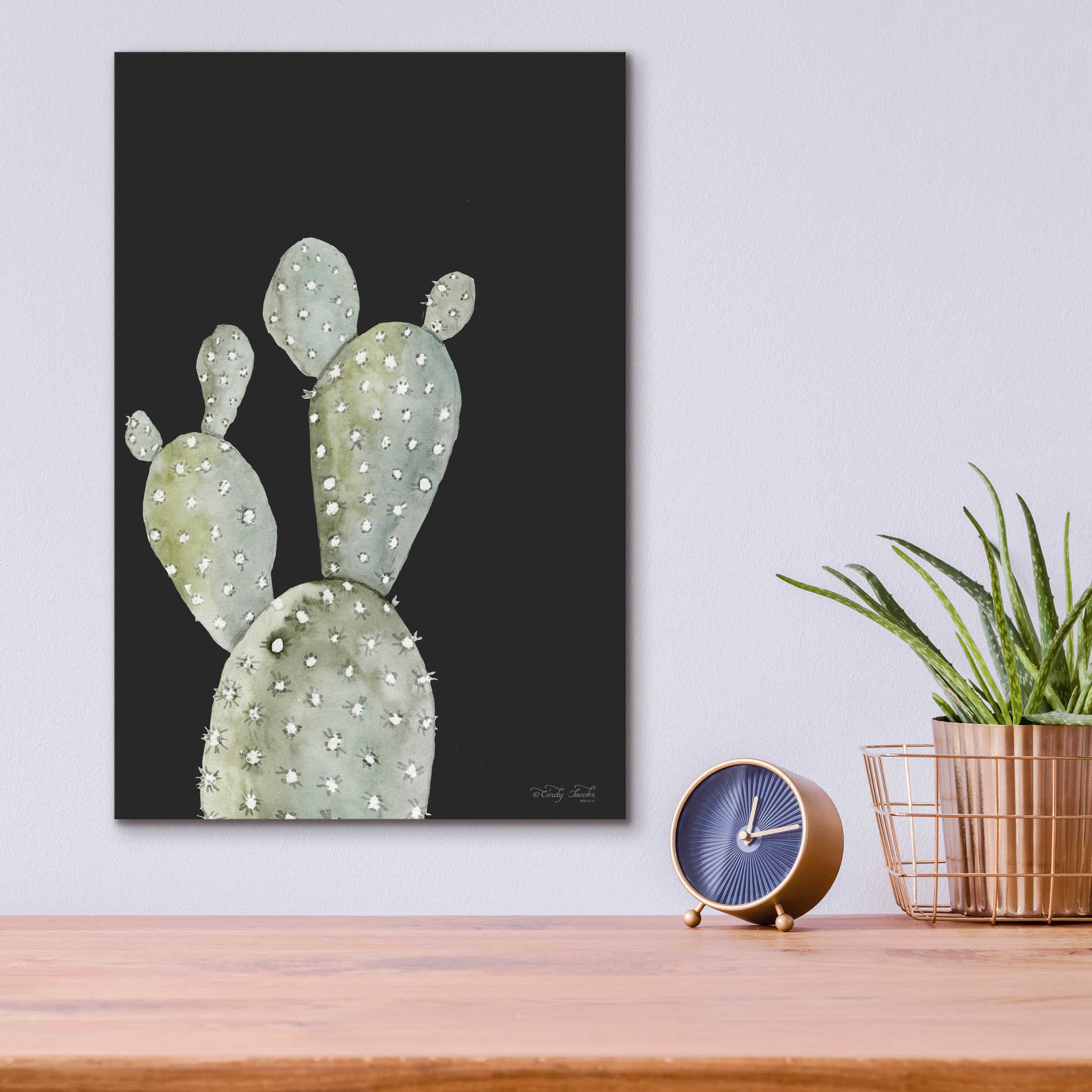 Epic Art 'Happy Cactus I' by Cindy Jacobs, Acrylic Glass Wall Art,12x16