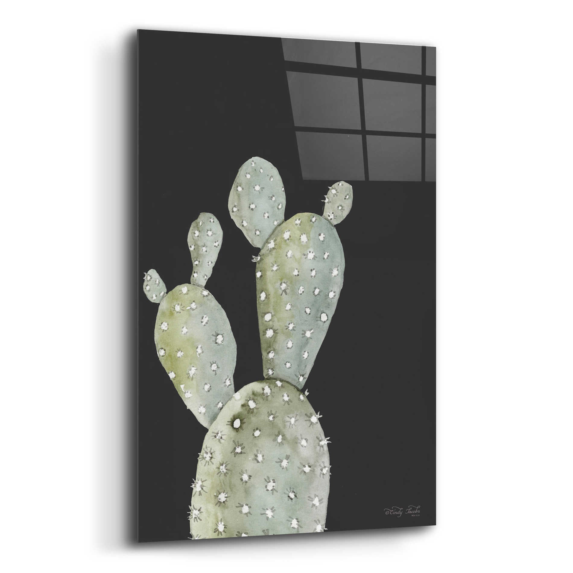 Epic Art 'Happy Cactus I' by Cindy Jacobs, Acrylic Glass Wall Art,16x24