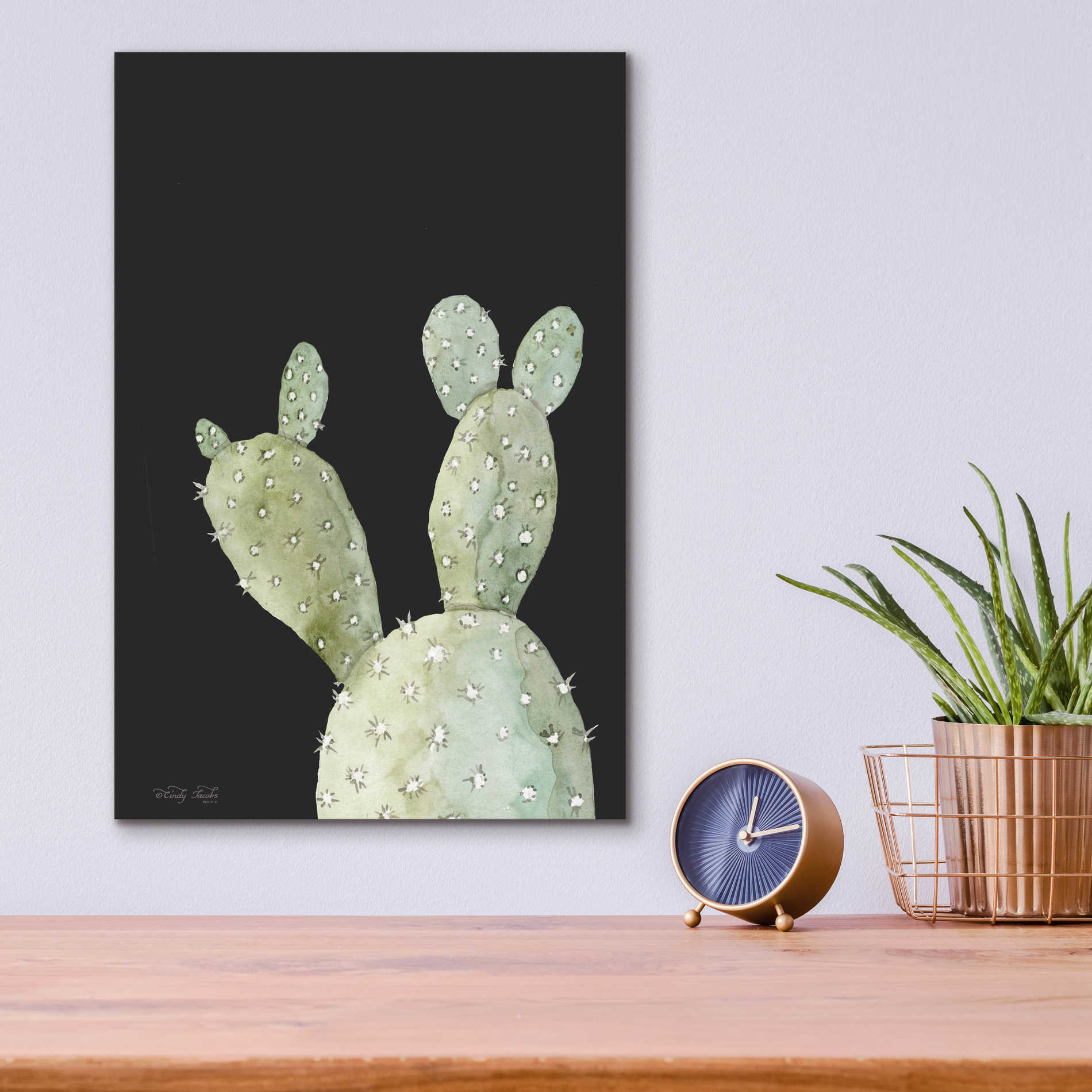 Epic Art 'Happy Cactus III' by Cindy Jacobs, Acrylic Glass Wall Art,12x16