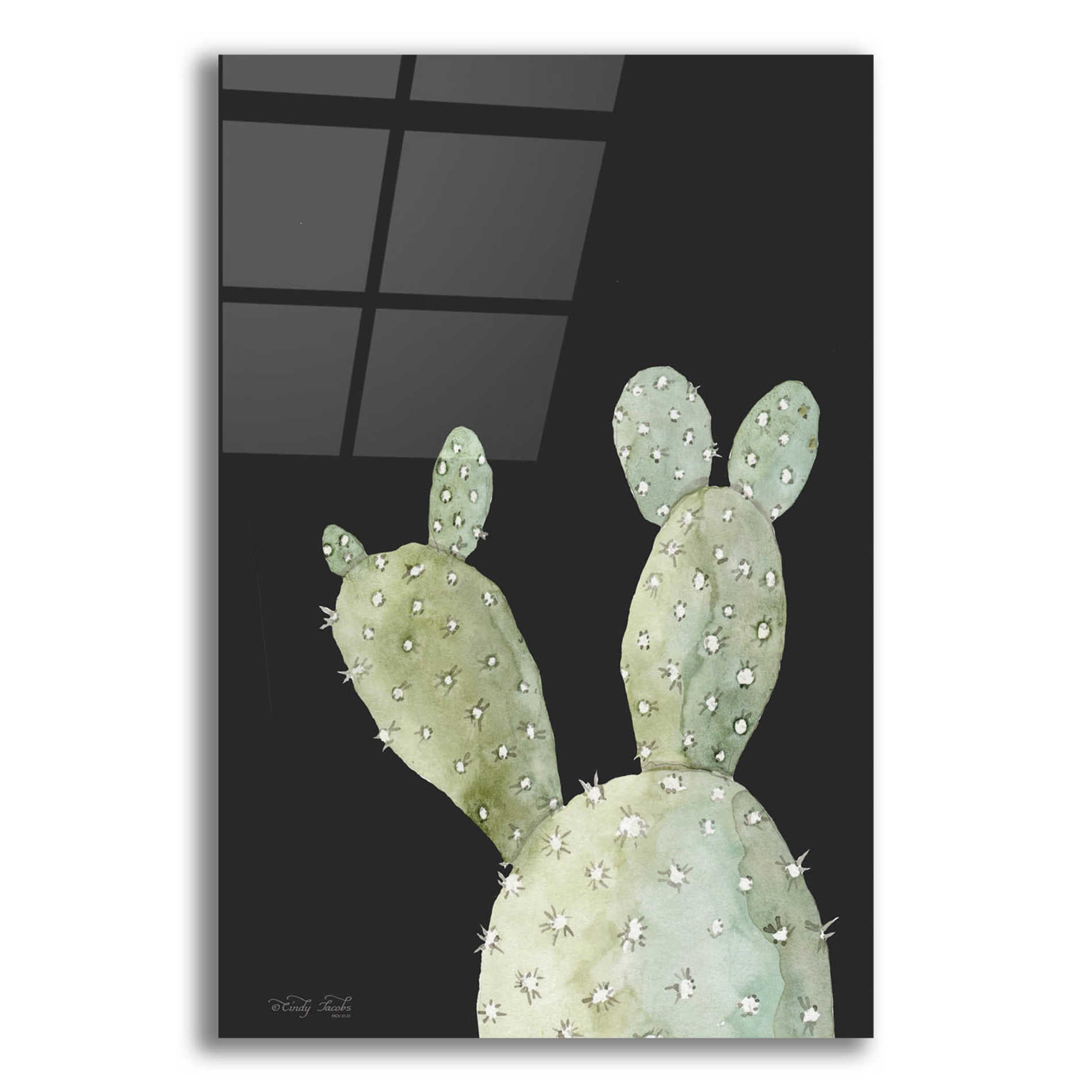 Epic Art 'Happy Cactus III' by Cindy Jacobs, Acrylic Glass Wall Art,12x16