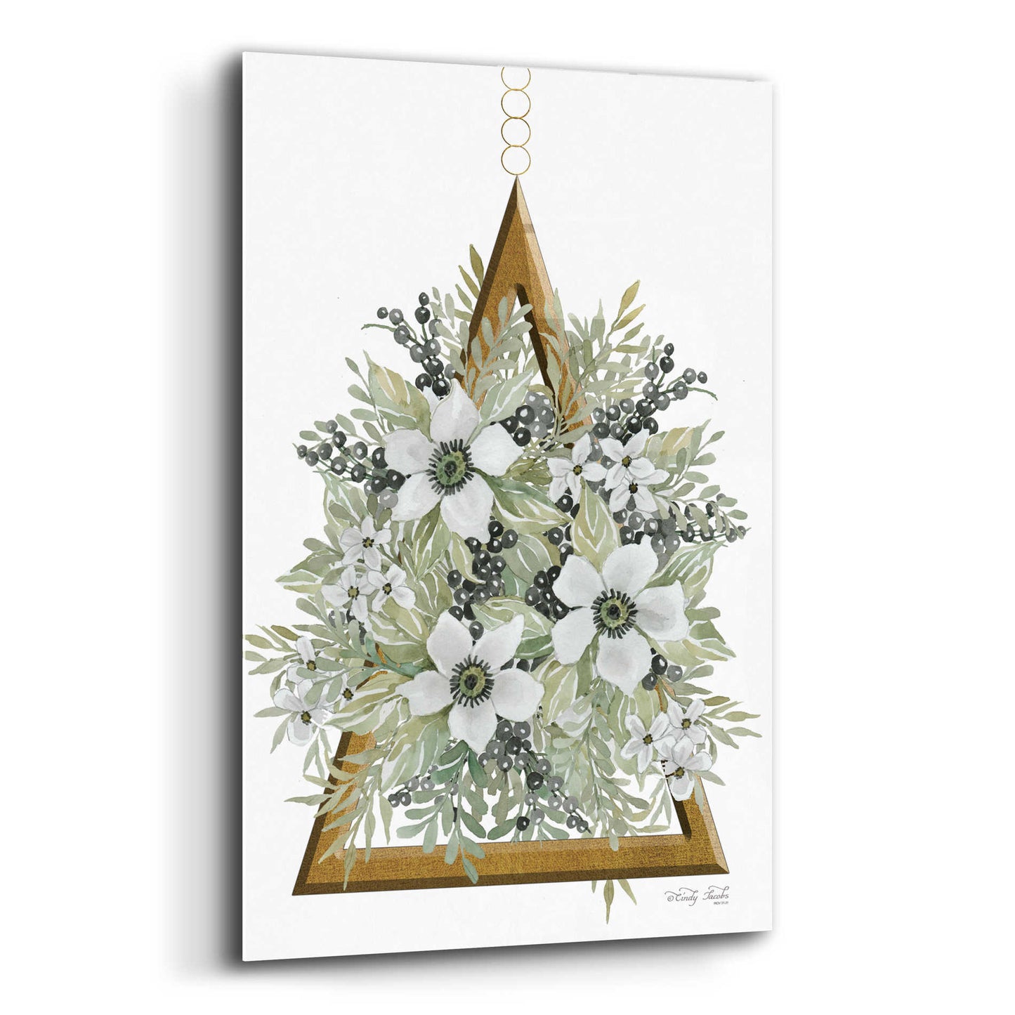 Epic Art 'Geometric Triangle Muted Floral I' by Cindy Jacobs, Acrylic Glass Wall Art,12x16