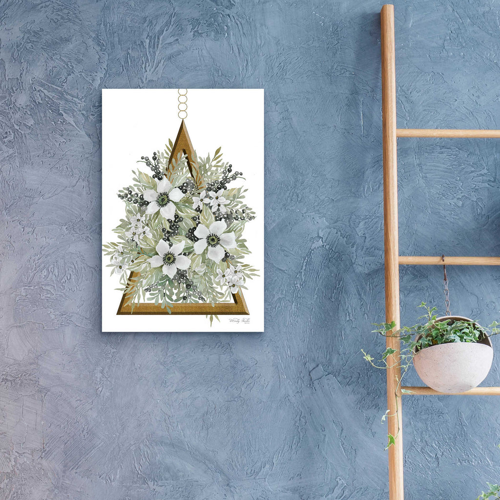 Epic Art 'Geometric Triangle Muted Floral I' by Cindy Jacobs, Acrylic Glass Wall Art,16x24