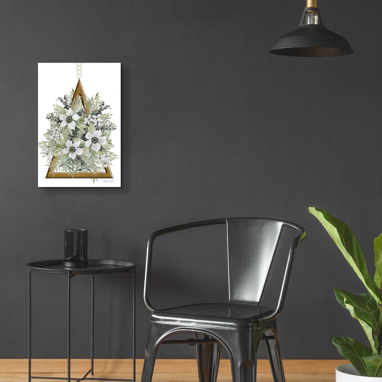 Epic Art 'Geometric Triangle Muted Floral I' by Cindy Jacobs, Acrylic Glass Wall Art,16x24