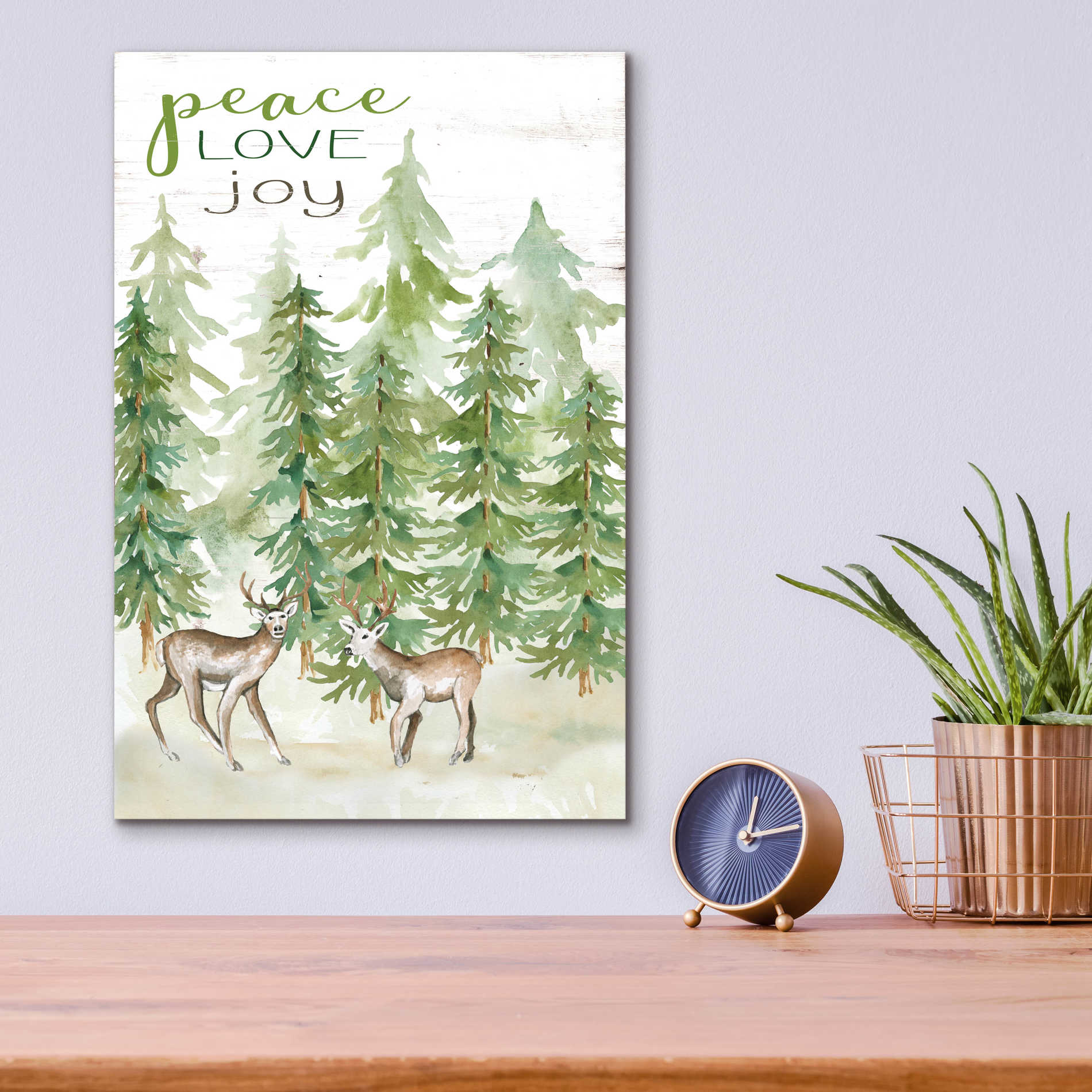 Epic Art 'Peace Love Joy Deer' by Cindy Jacobs, Acrylic Glass Wall Art,12x16