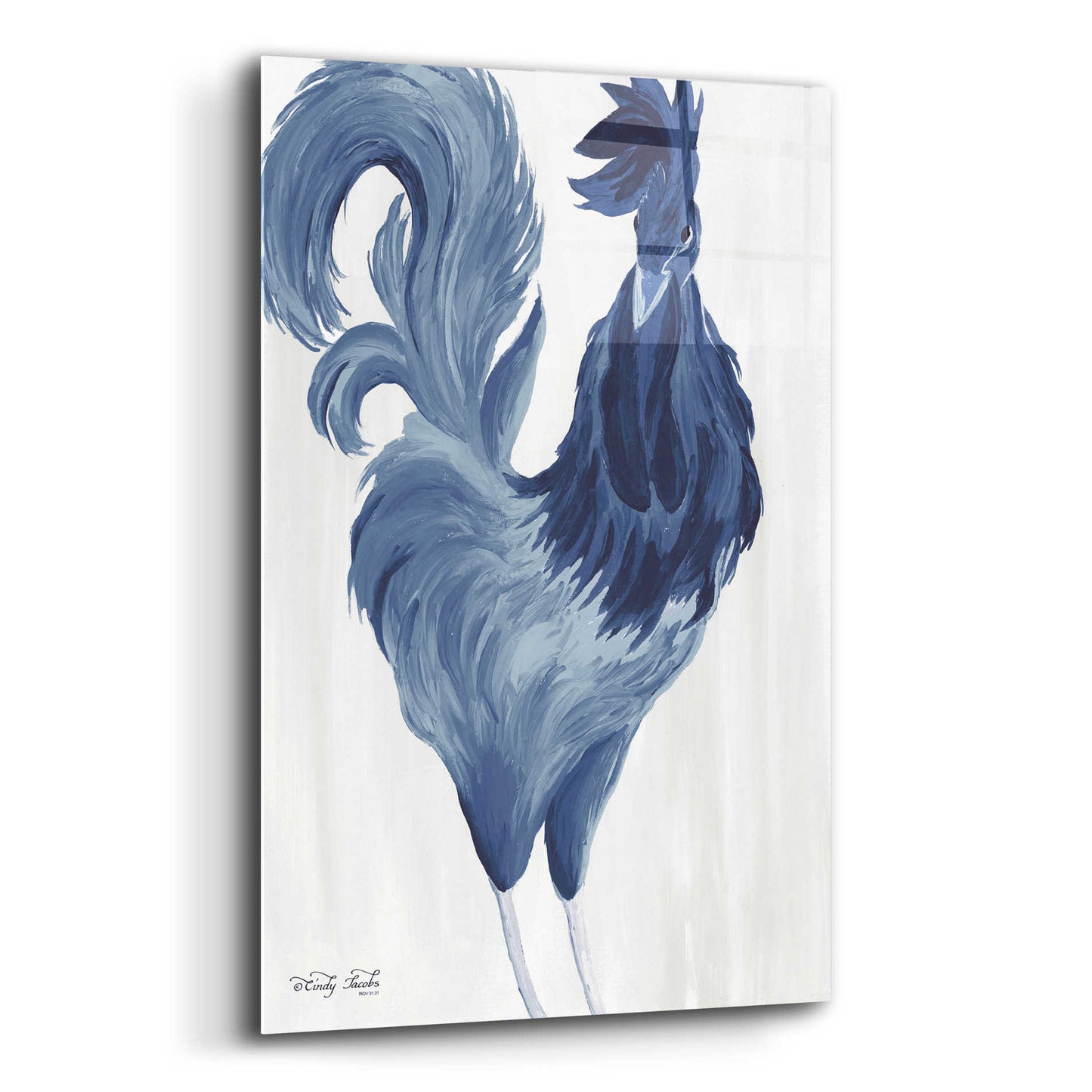 Epic Art 'Green & Purple Rooster I' by Cindy Jacobs, Acrylic Glass Wall Art,12x16