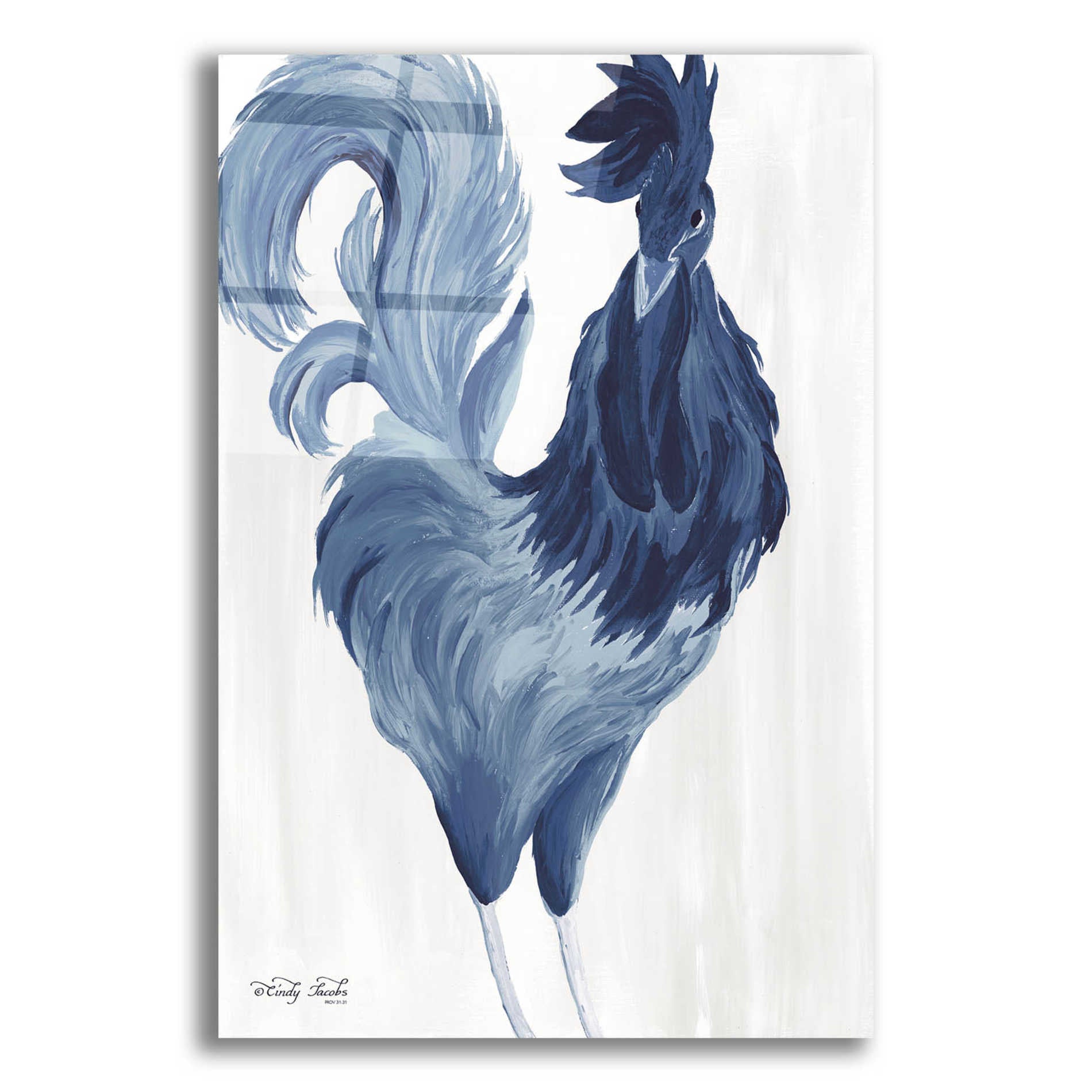 Epic Art 'Green & Purple Rooster I' by Cindy Jacobs, Acrylic Glass Wall Art,12x16