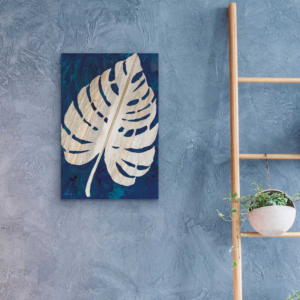 Epic Art 'Monstera Navy' by Cindy Jacobs, Acrylic Glass Wall Art,16x24