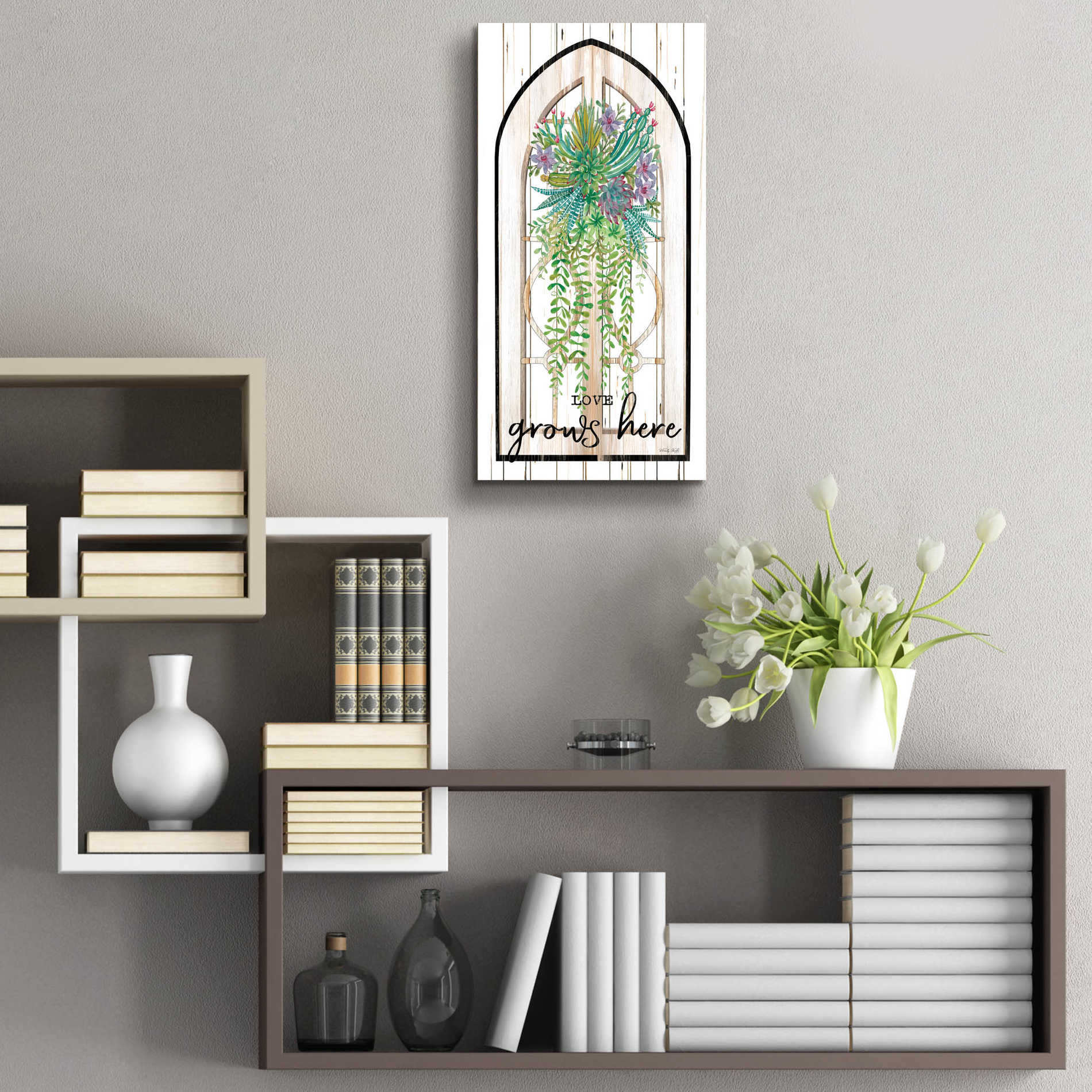 Epic Art 'Love Grows Here' by Cindy Jacobs, Acrylic Glass Wall Art,12x24