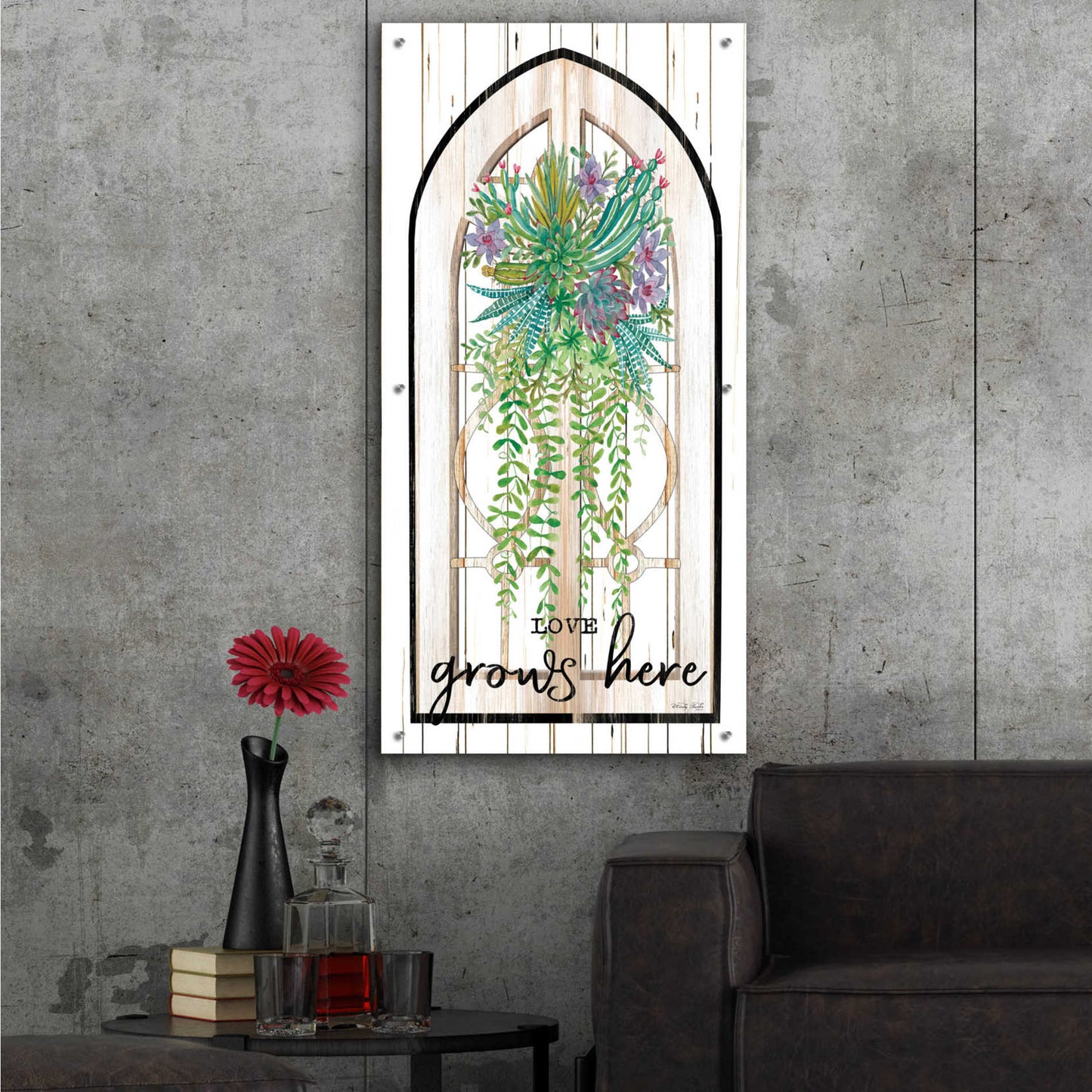 Epic Art 'Love Grows Here' by Cindy Jacobs, Acrylic Glass Wall Art,24x48