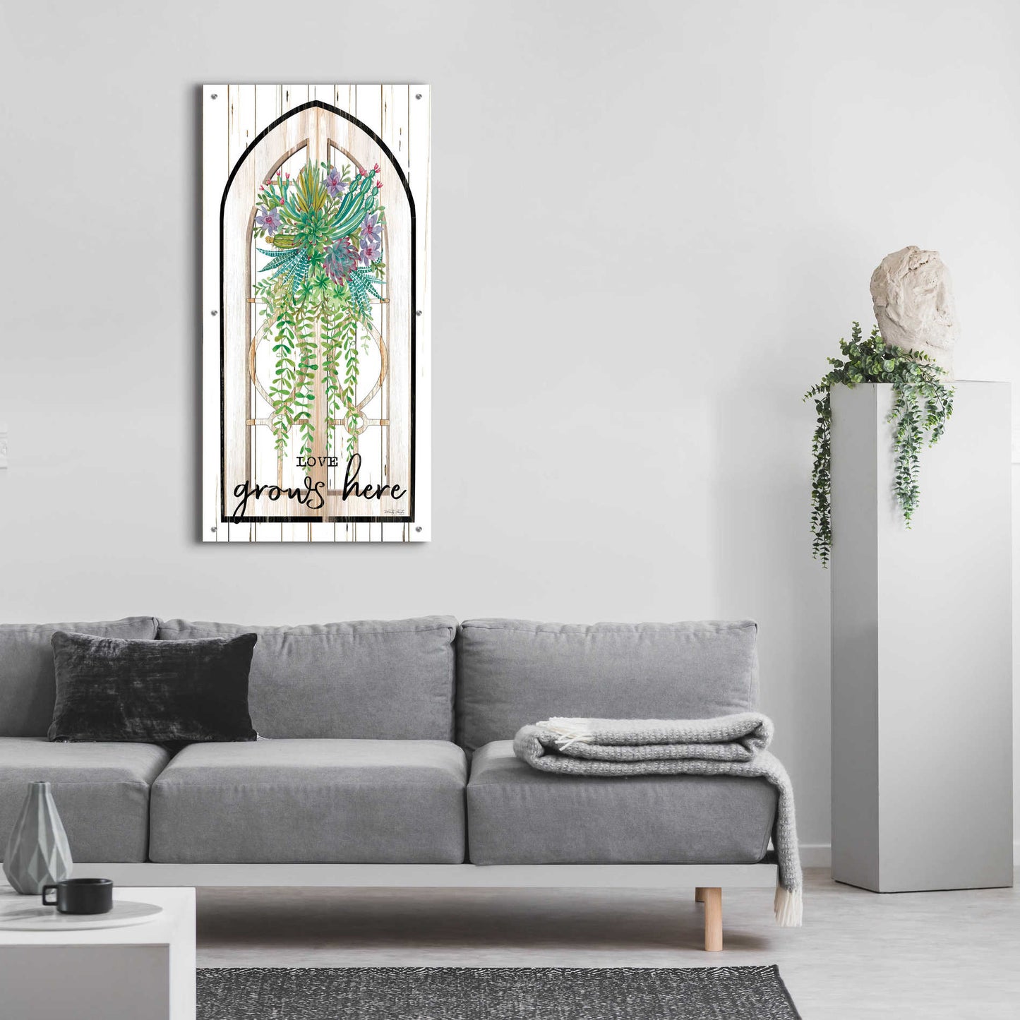 Epic Art 'Love Grows Here' by Cindy Jacobs, Acrylic Glass Wall Art,24x48