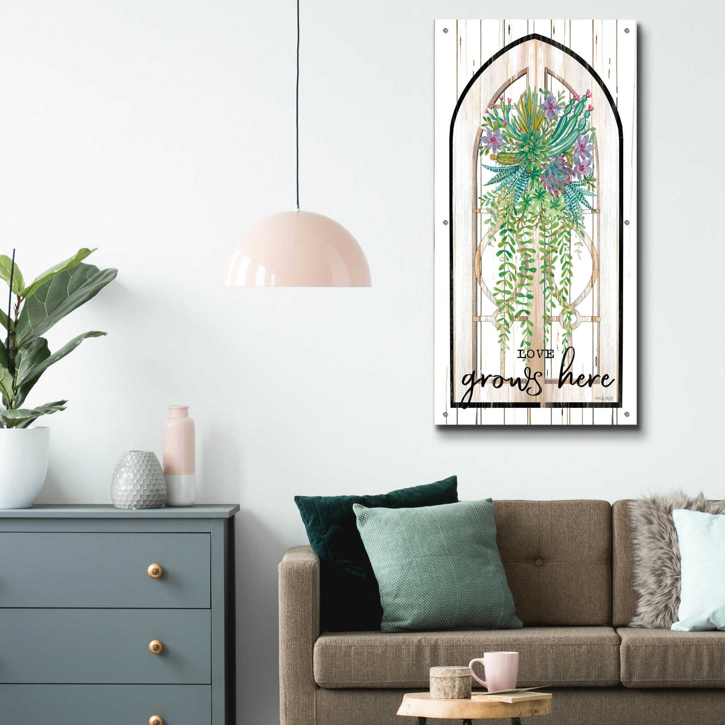 Epic Art 'Love Grows Here' by Cindy Jacobs, Acrylic Glass Wall Art,24x48