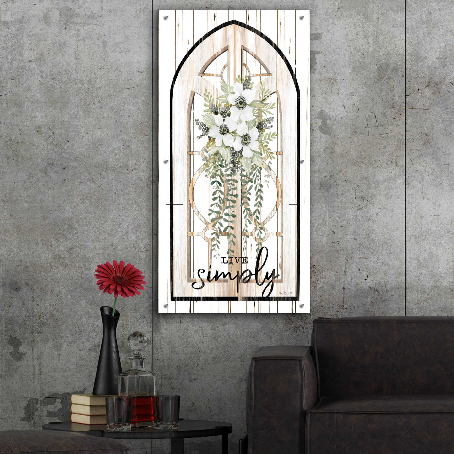 Epic Art 'Live Simply' by Cindy Jacobs, Acrylic Glass Wall Art,24x48