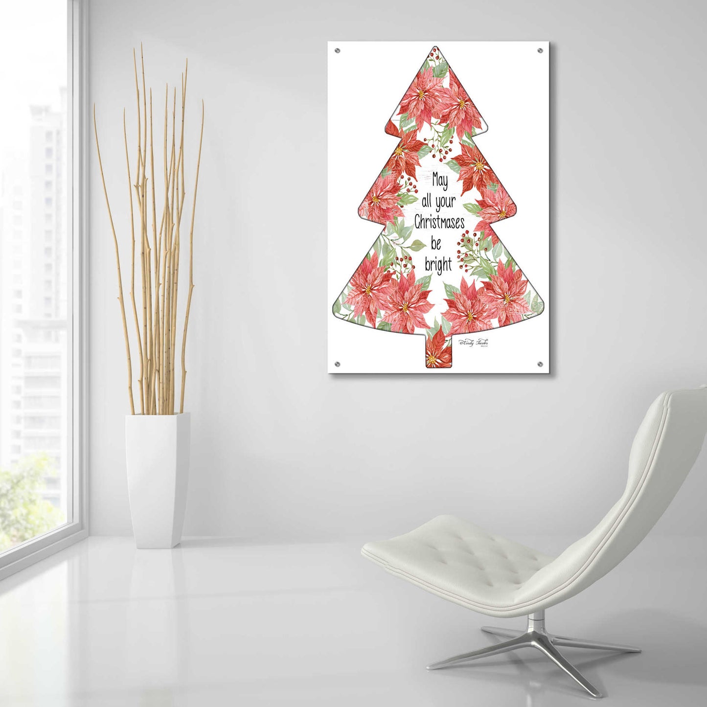 Epic Art 'Christmases Be Bright Tree' by Cindy Jacobs, Acrylic Glass Wall Art,24x36