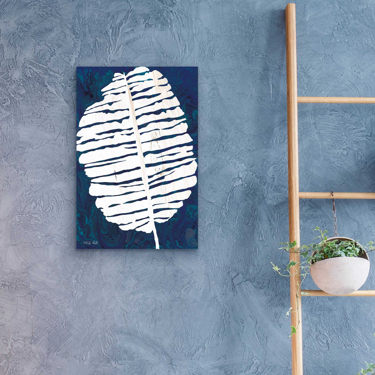 Epic Art 'Navy Banana Leaf' by Cindy Jacobs, Acrylic Glass Wall Art,16x24