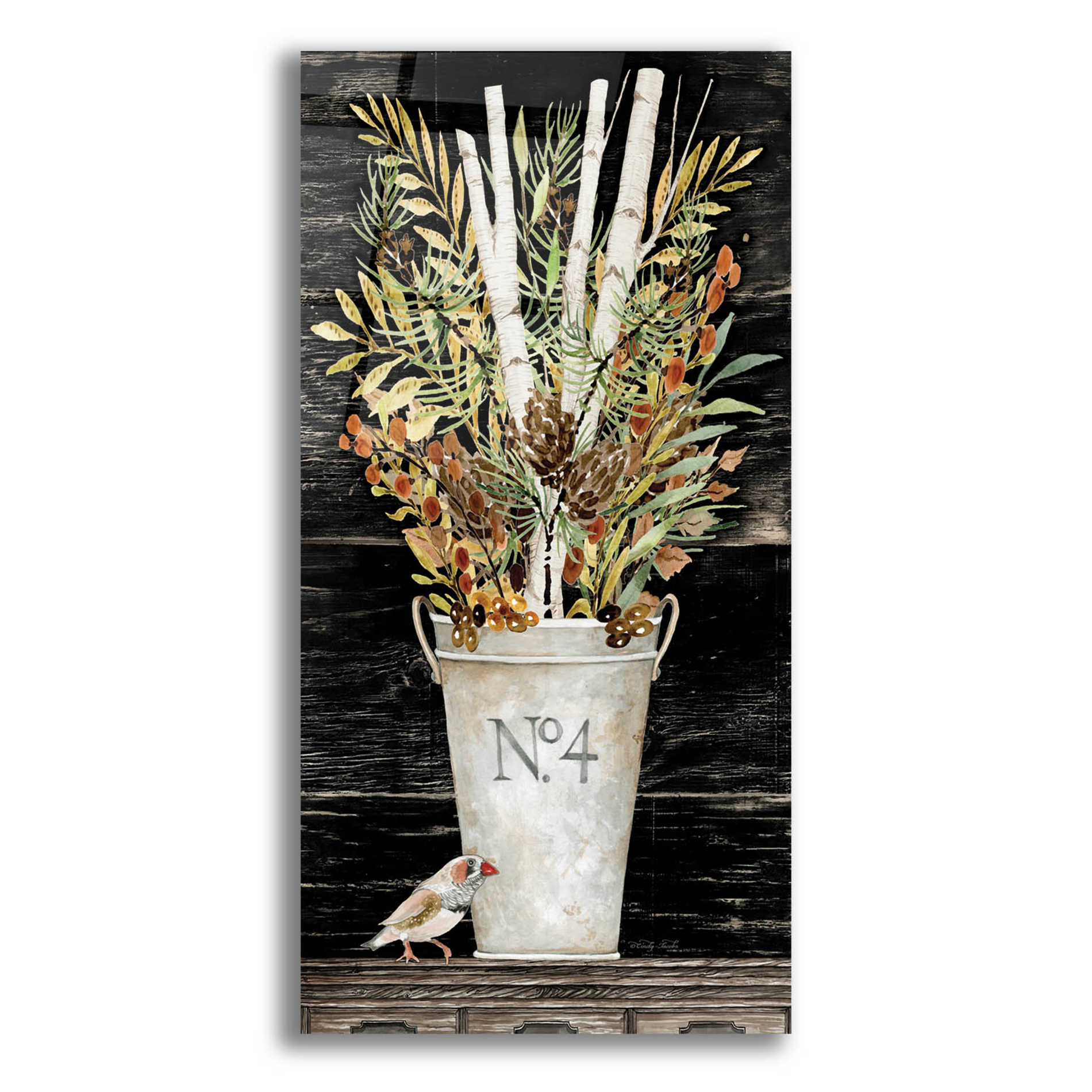 Epic Art 'No. 4 Fall Flowers and Birch 1' by Cindy Jacobs, Acrylic Glass Wall Art,12x24