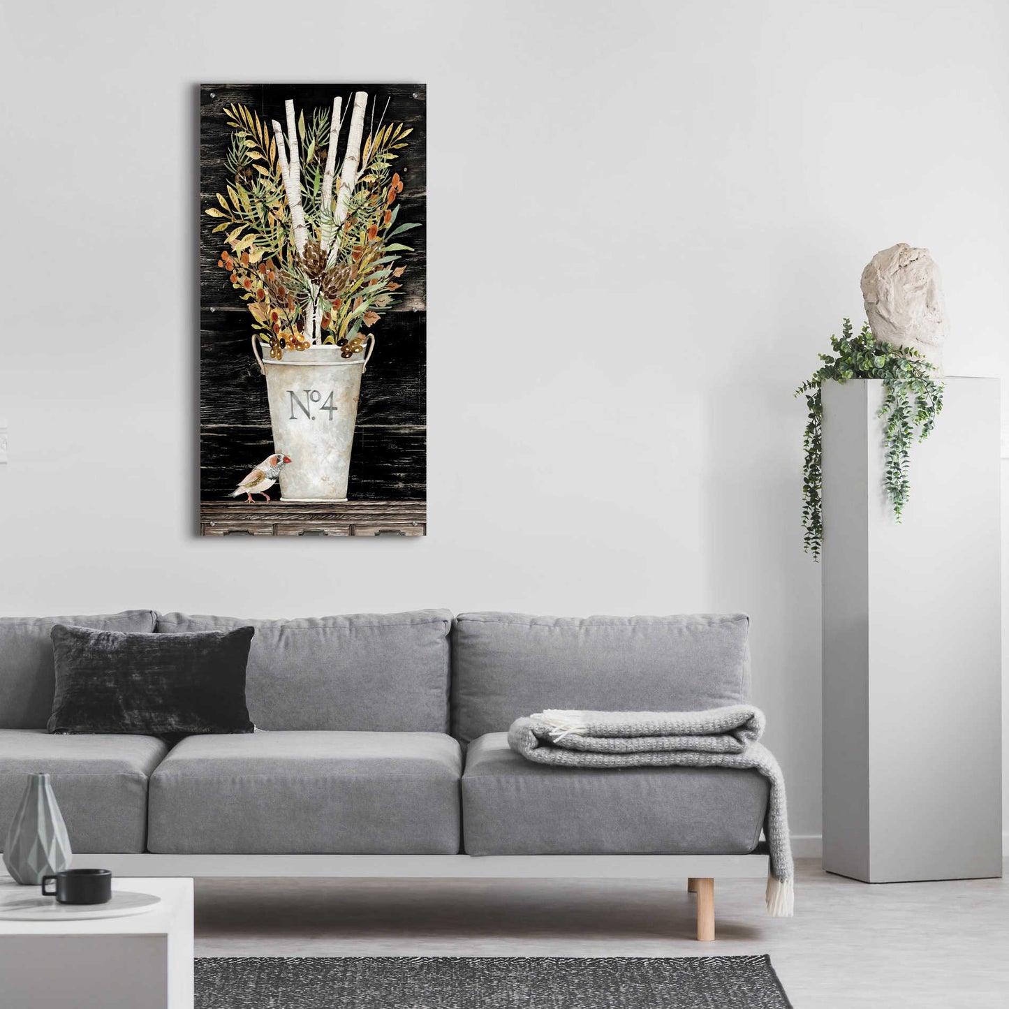 Epic Art 'No. 4 Fall Flowers and Birch 1' by Cindy Jacobs, Acrylic Glass Wall Art,24x48