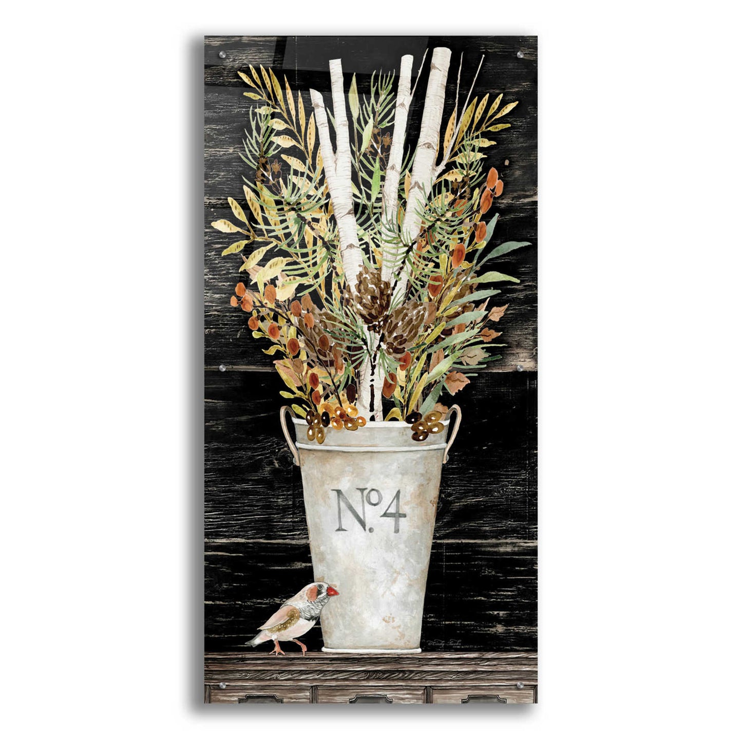 Epic Art 'No. 4 Fall Flowers and Birch 1' by Cindy Jacobs, Acrylic Glass Wall Art,24x48