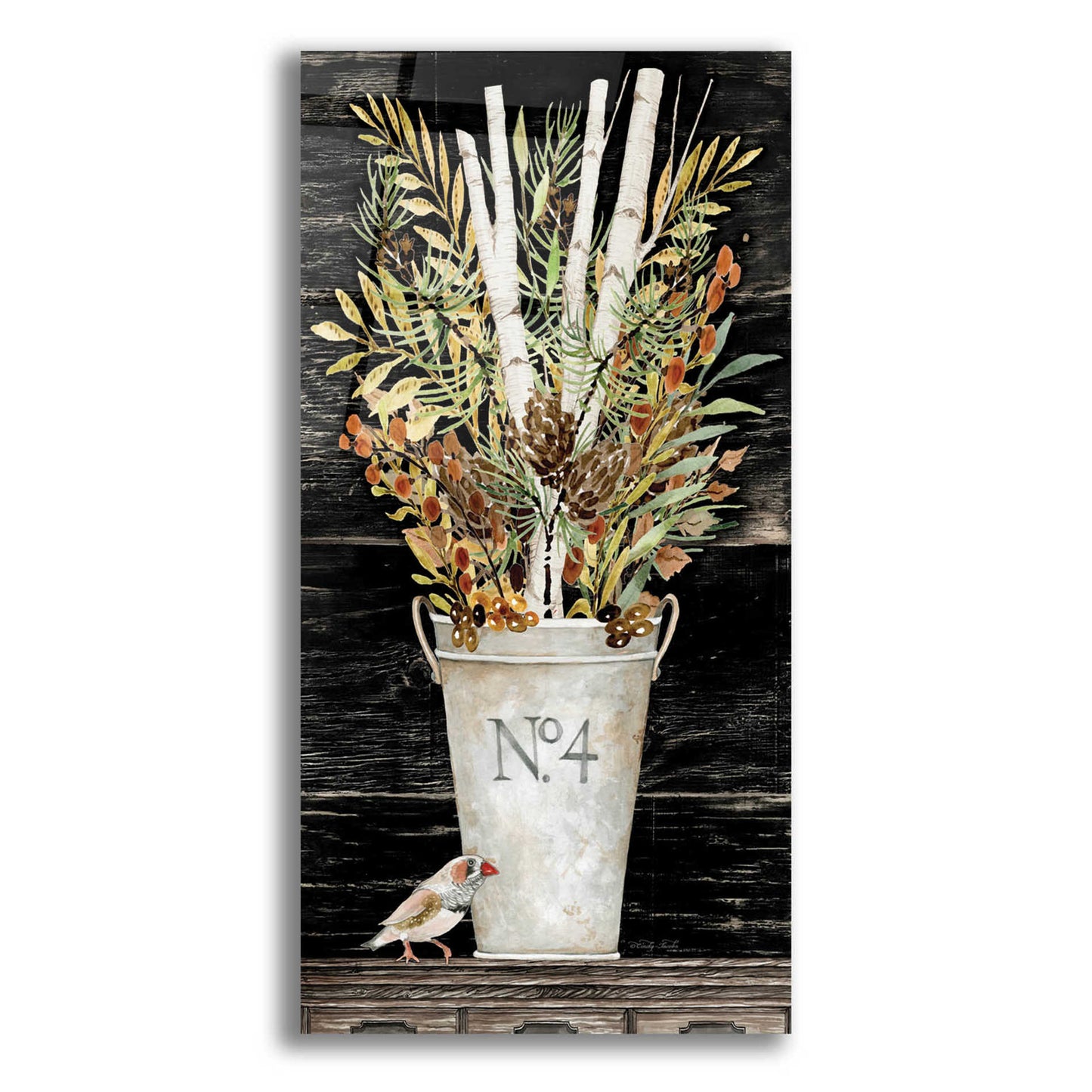 Epic Art 'No. 4 Fall Flowers and Birch 1' by Cindy Jacobs, Acrylic Glass Wall Art,2-1