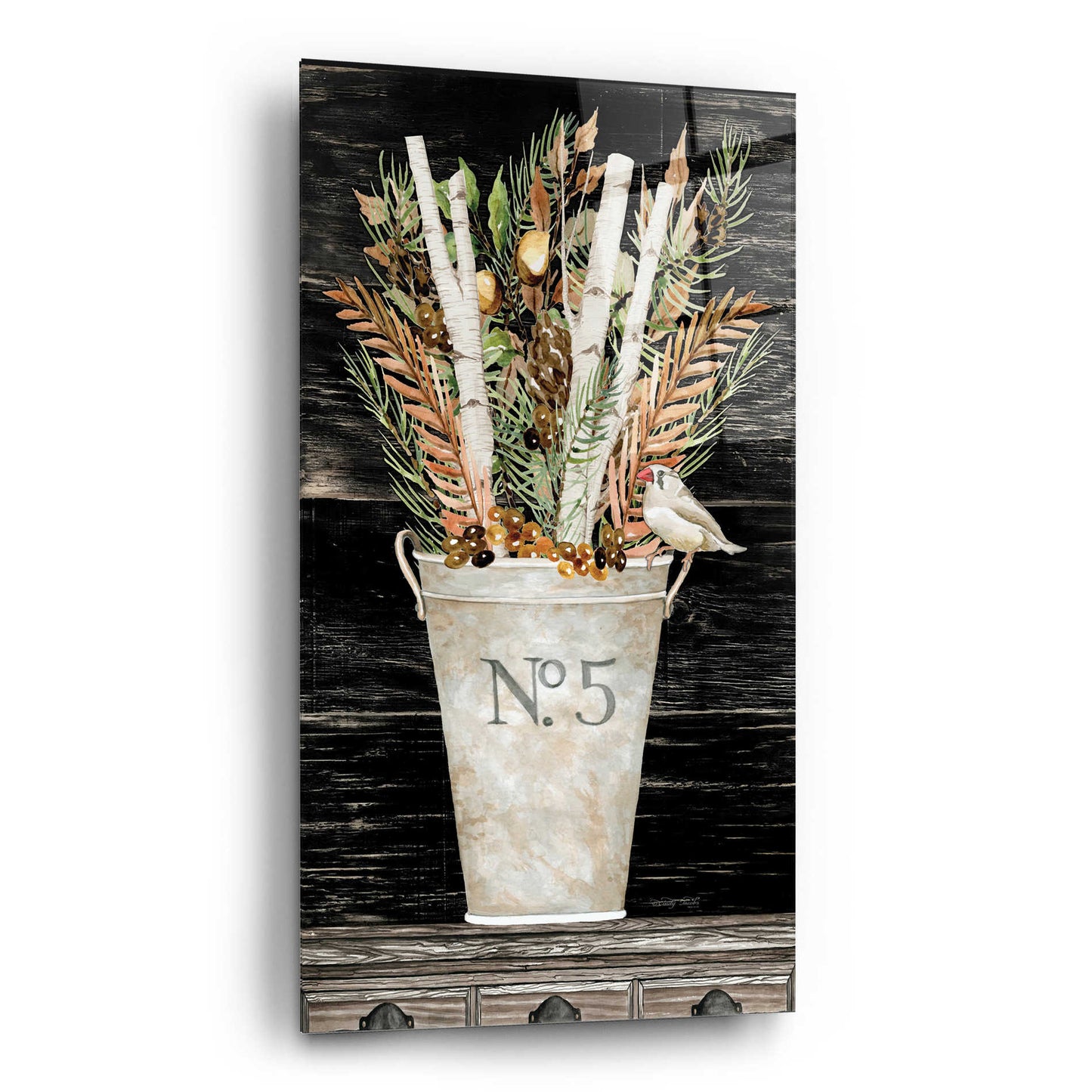 Epic Art 'No. 5 Fall Flowers and Birch 2' by Cindy Jacobs, Acrylic Glass Wall Art,12x24