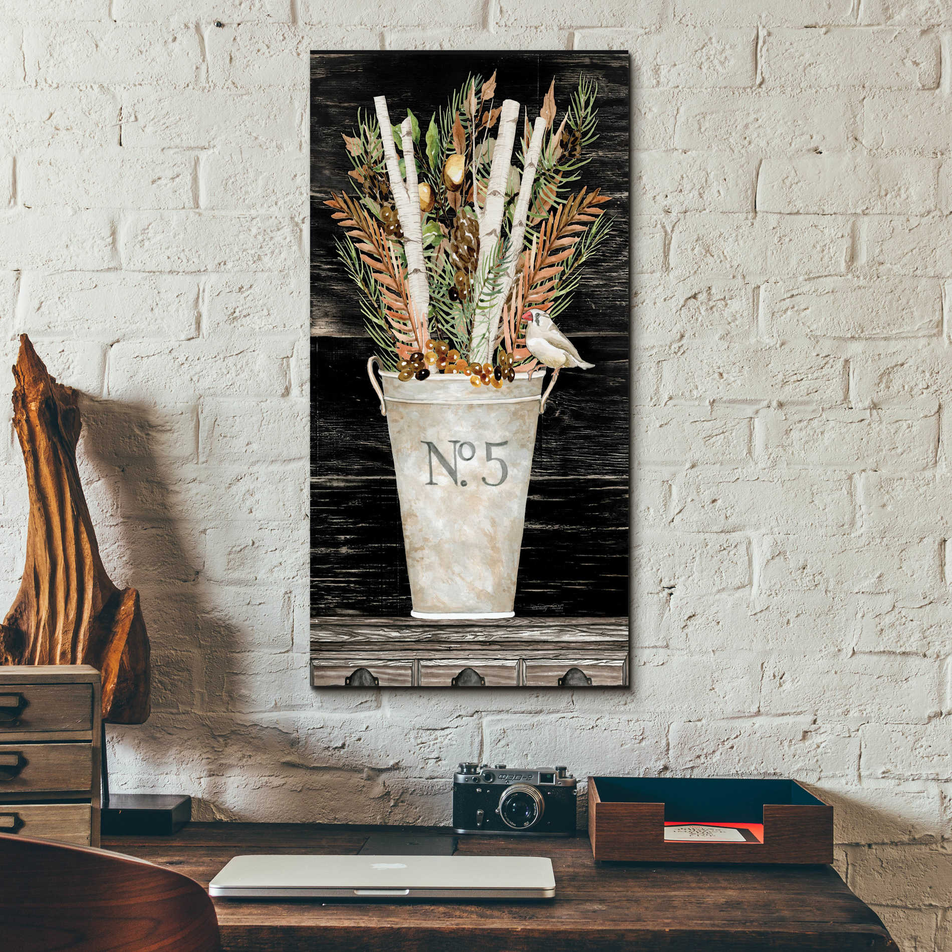 Epic Art 'No. 5 Fall Flowers and Birch 2' by Cindy Jacobs, Acrylic Glass Wall Art,12x24